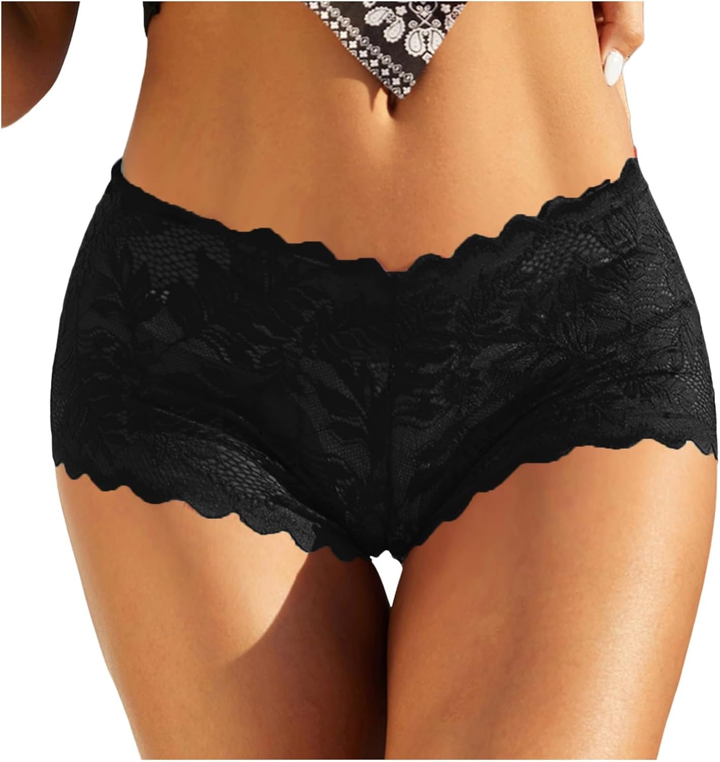 Culotte Femme Sexy Short Boxer Vêtements Shorty Dentelle Slips Invisible Sous-Vêtements Pour Femmes Culotte Taille Basse Sexy À Motif Floral