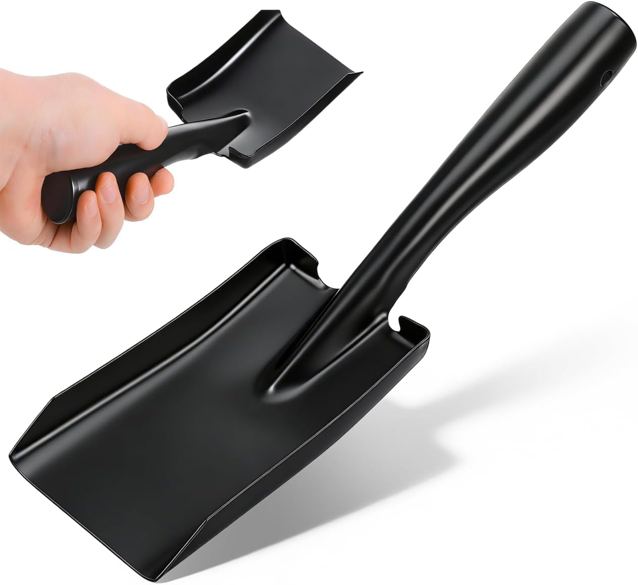 Petite Pelle à Cendres pour poêle à cheminée, Pelle de Jardin, en Acier manganèse, Portable et Robuste, pour Le Jardinage et Le déneigement
