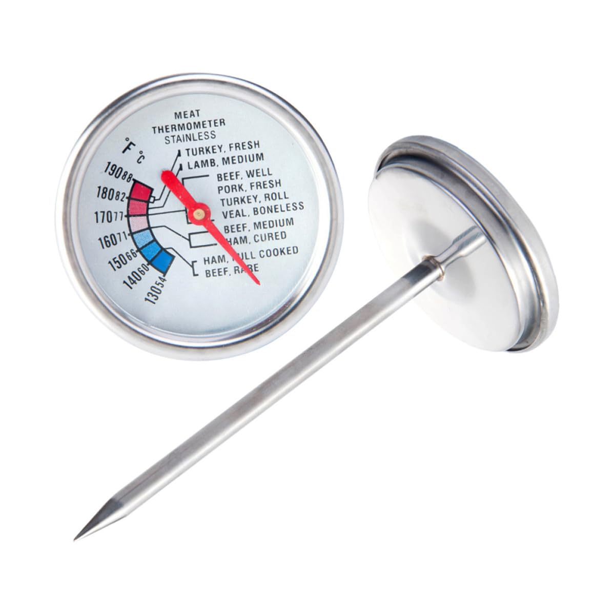 VICASKY Thermomètre à Viande Thermomètre Alimentaire à Aiguille en Acier Inoxydable Argenté, Surface Lisse, Facile à Nettoyer, pour Bœuf et Steak, la Cuisine et Barbecue