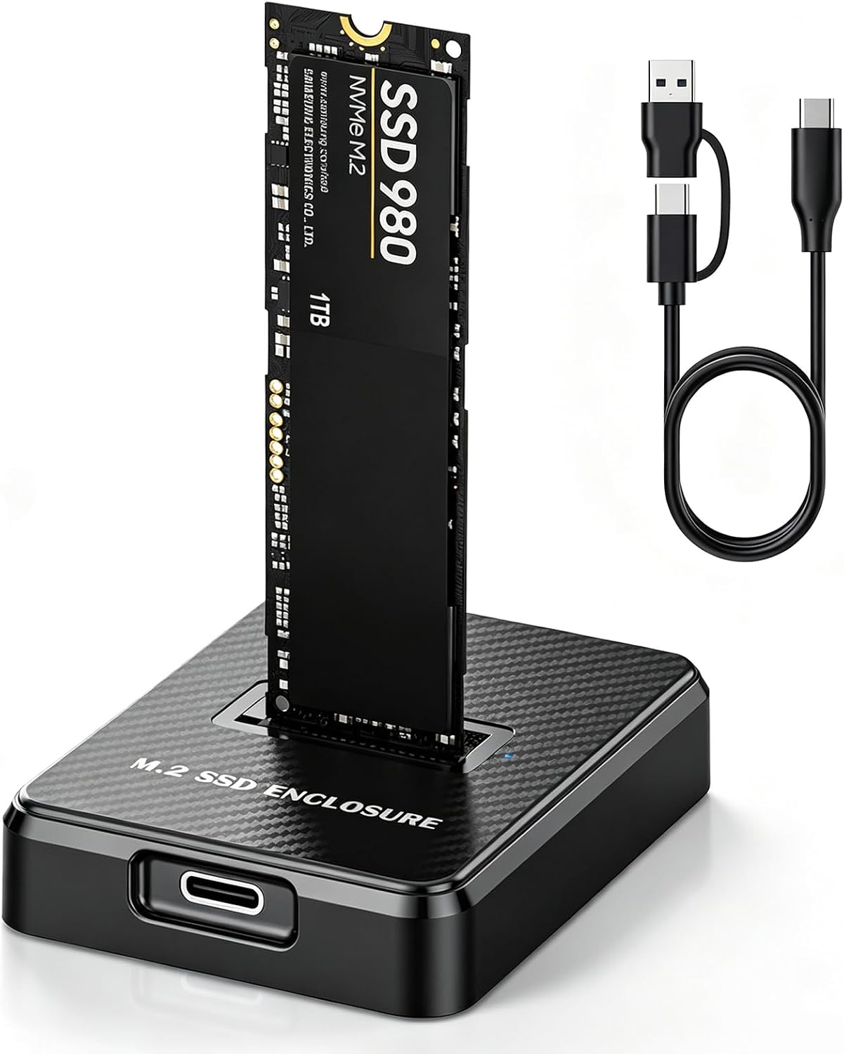 Station d'accueil M.2 NVMe et SATA vers USB C, adaptateur double protocole M.2 vers USB C, boîtier de lecteur de carte SSD externe 10 Gbit/s, compatible avec M Key, B+M Key, pour SSD 2280, 2260, 2242