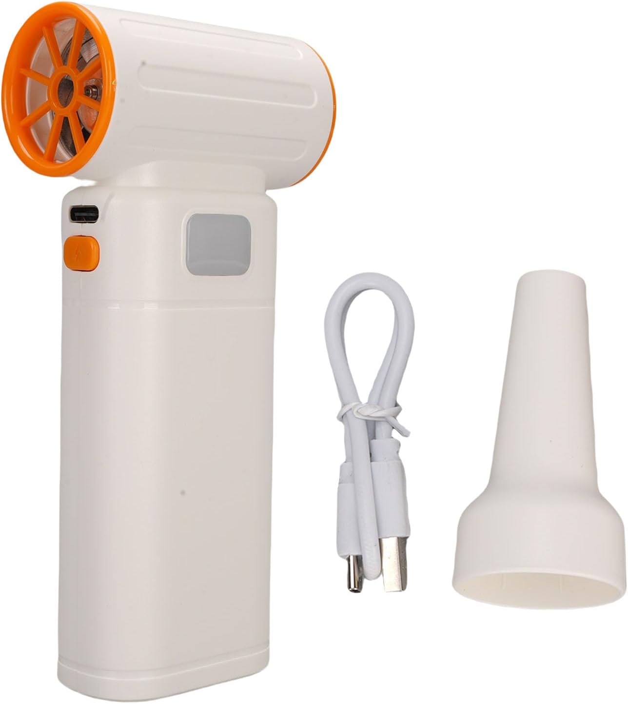 Dépoussiéreur électrique portable avec chargement USB et lumière LED pour le camping et le nettoyage, souffleur d'air haute vitesse pour un séchage rapide, design (White)