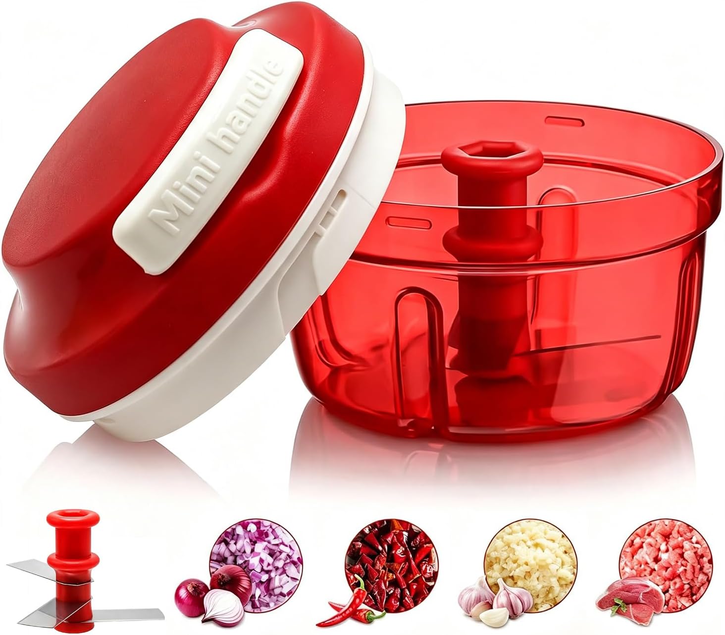 hachoir manuel, légumes manuel avec cordon de serrage, Coupe-oignons multifonction pour légumes, viande, ustensile de cuisine pour couper et hacher rapidement,