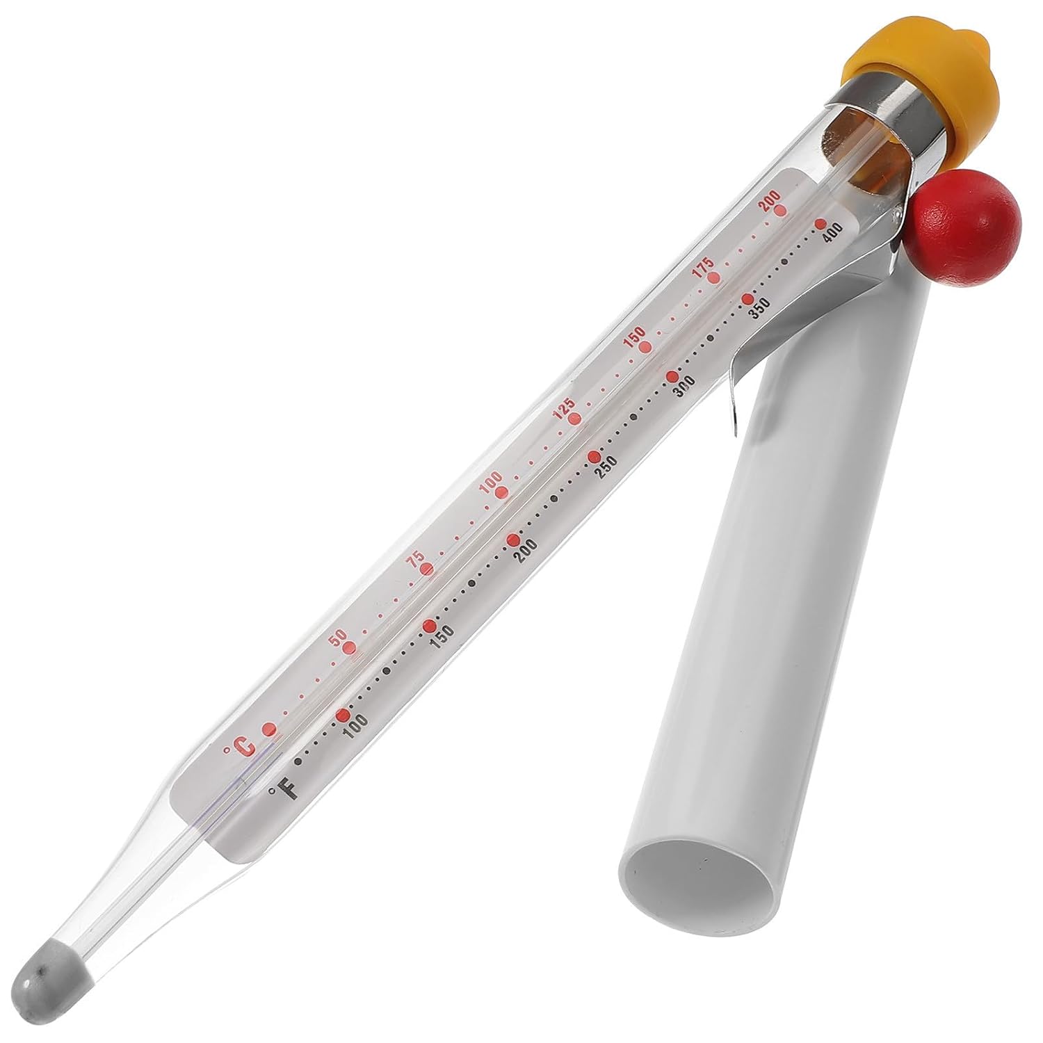 POPETPOP Thermomètre Cuisine en Verre pour Friture de Bonbons Lecture Instantanée et Échelle Claire, Outil de Cuisson pour Bouillir le Sirop et Fabriquer du Fromage
