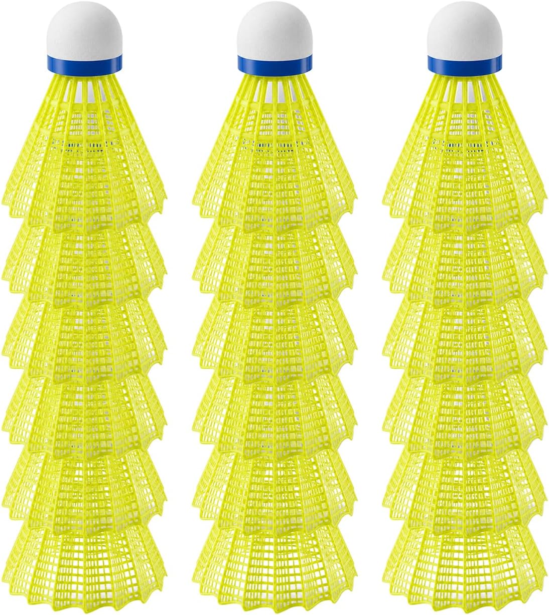 QWORK® Lot de 18 Volants Badminton en Nylon Jaune - Haute résistance aux Chocs et vol Stable