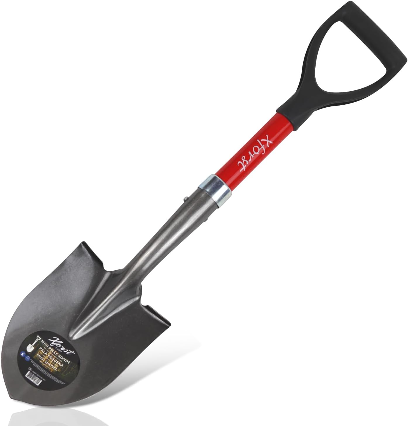 Pelle de Détection Métaux 69 cm - Petite Pelle Robuste à Tête Ronde en Acier Trempé, Pointe et Bords Tranchants, Manche Fibre de Verre, Poignée D, pour Prospection et Camping, 750 g - S800