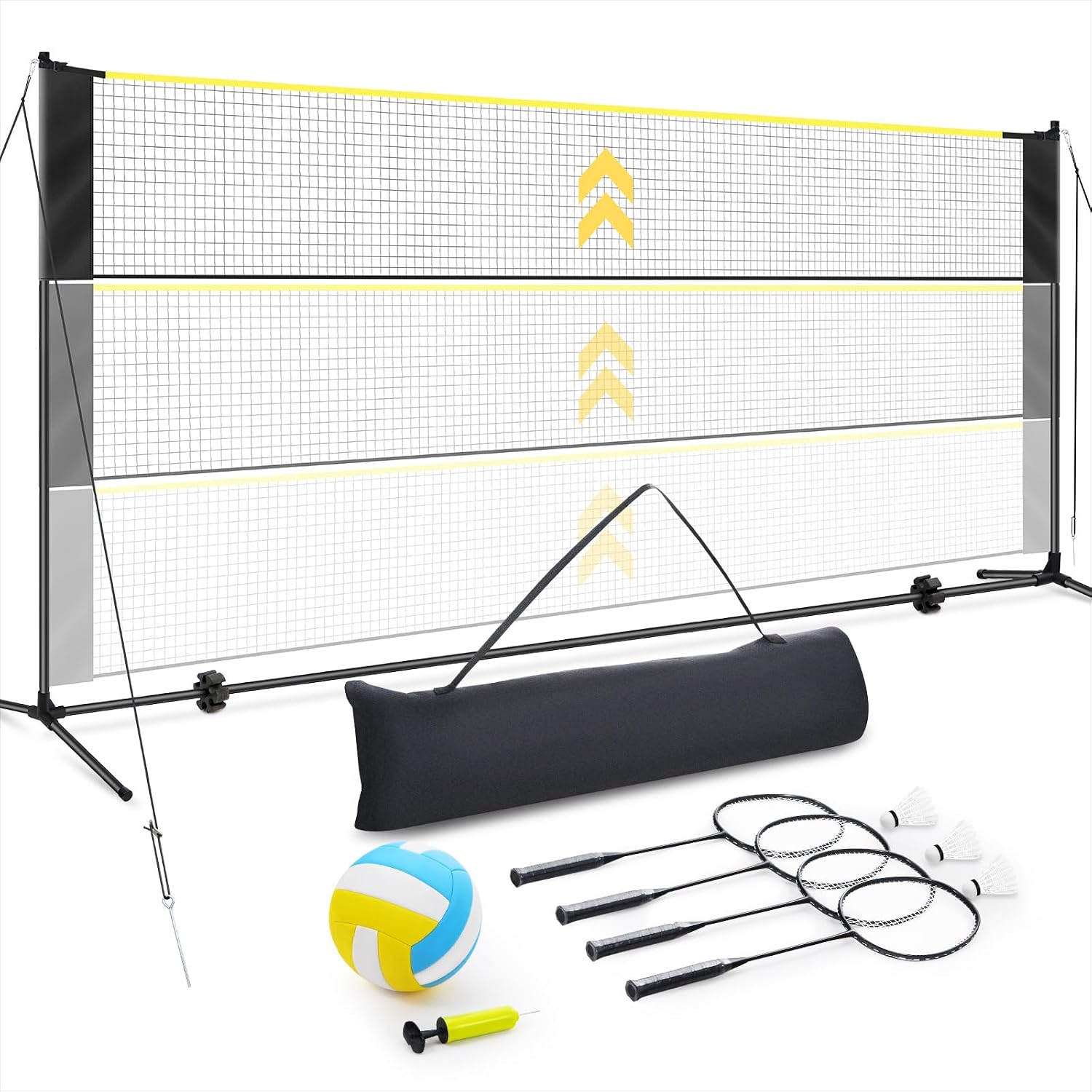 Filet de Badminton et Volleyball - 5.18M Filet de Sport réglable en Hauteur