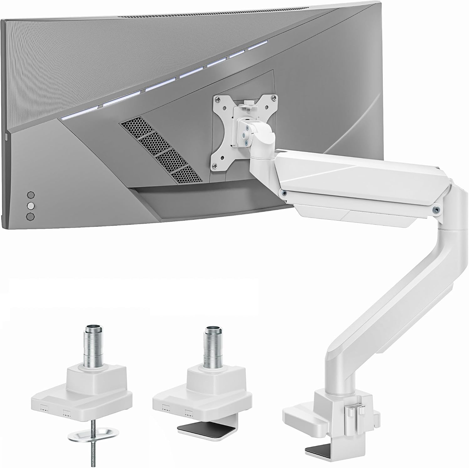ARES WING Bras écran pc 17-49 Pouces Charge 18kg VESA 75/100mm Blanc
