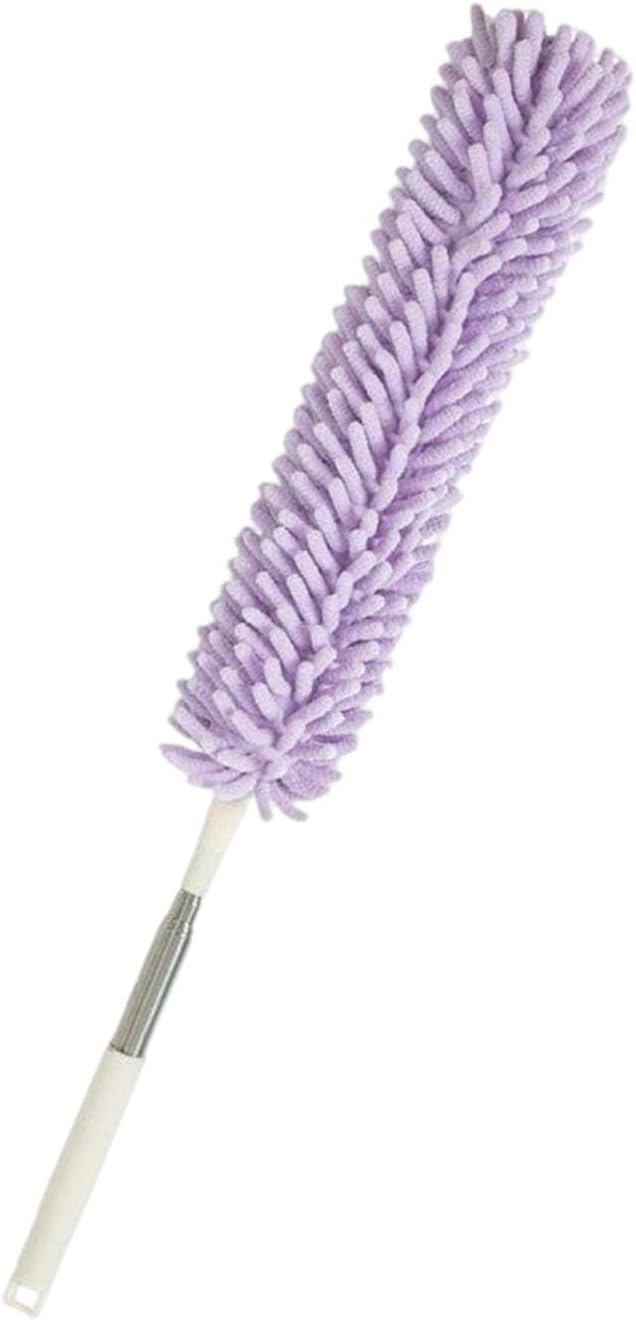 Brosse à Poussière Multifonctionnelle, Brosse de Nettoyage en Chenille, Brosse à Poussière pour Plafond, Idéale pour Nettoyer Les Ventilateurs de Plaf, Violet