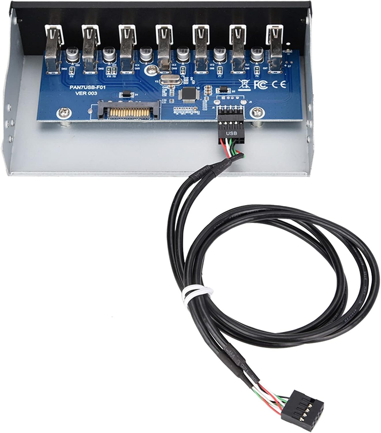 Annadue Hub USB 7 Ports Panneau pour Boîtier D'ordinateur 5.25in