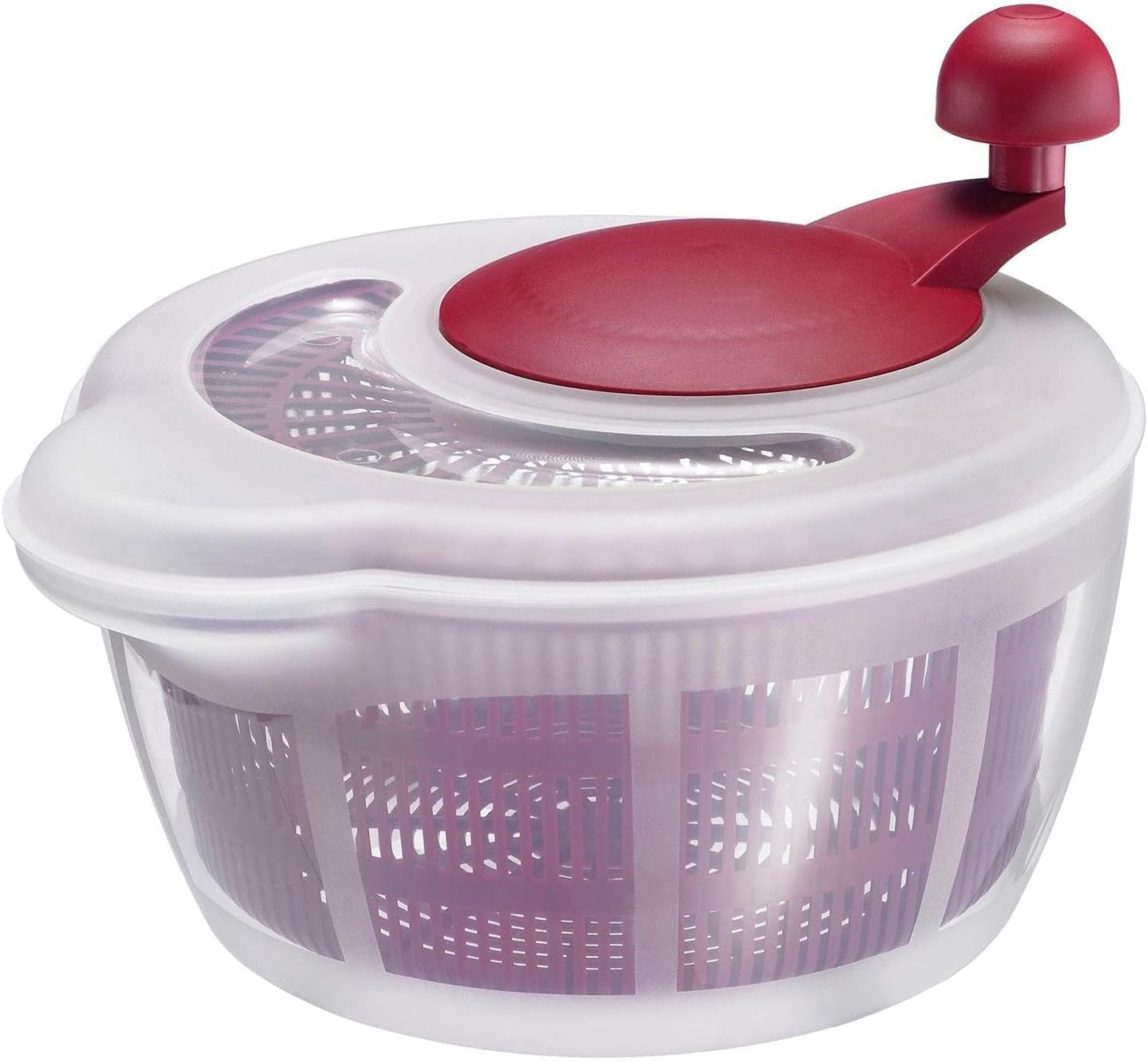 Westmark Essoreuse à Salade, Capacité : 5 litres, ø 26 cm, Plastique, sans BPA, Fortuna, Couleur : Transparent/rouge, 243222E2