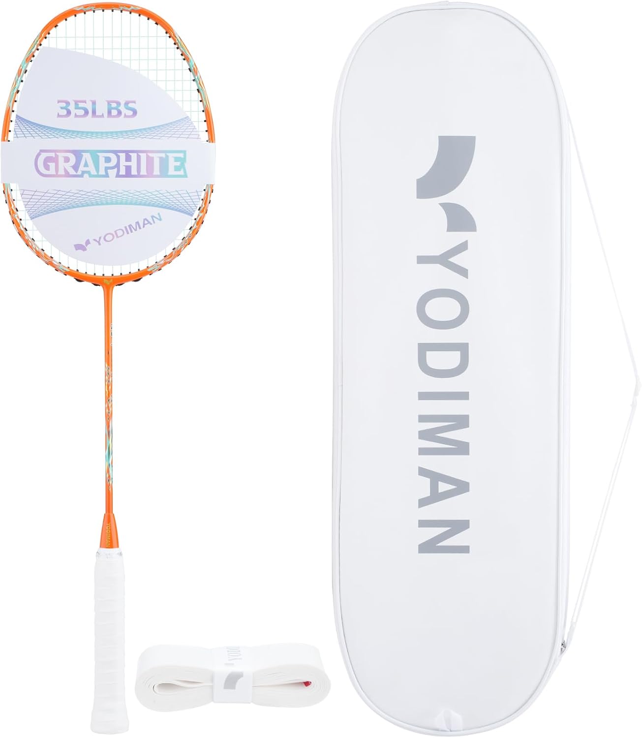Raquette Simple Badminton Professionnelle YODIMAN - Cadre Double Carbone (Graphite 46T & Fibre de Carbone), Ultra-Légère pour Performance Exceptionnelle - Badminton Racket