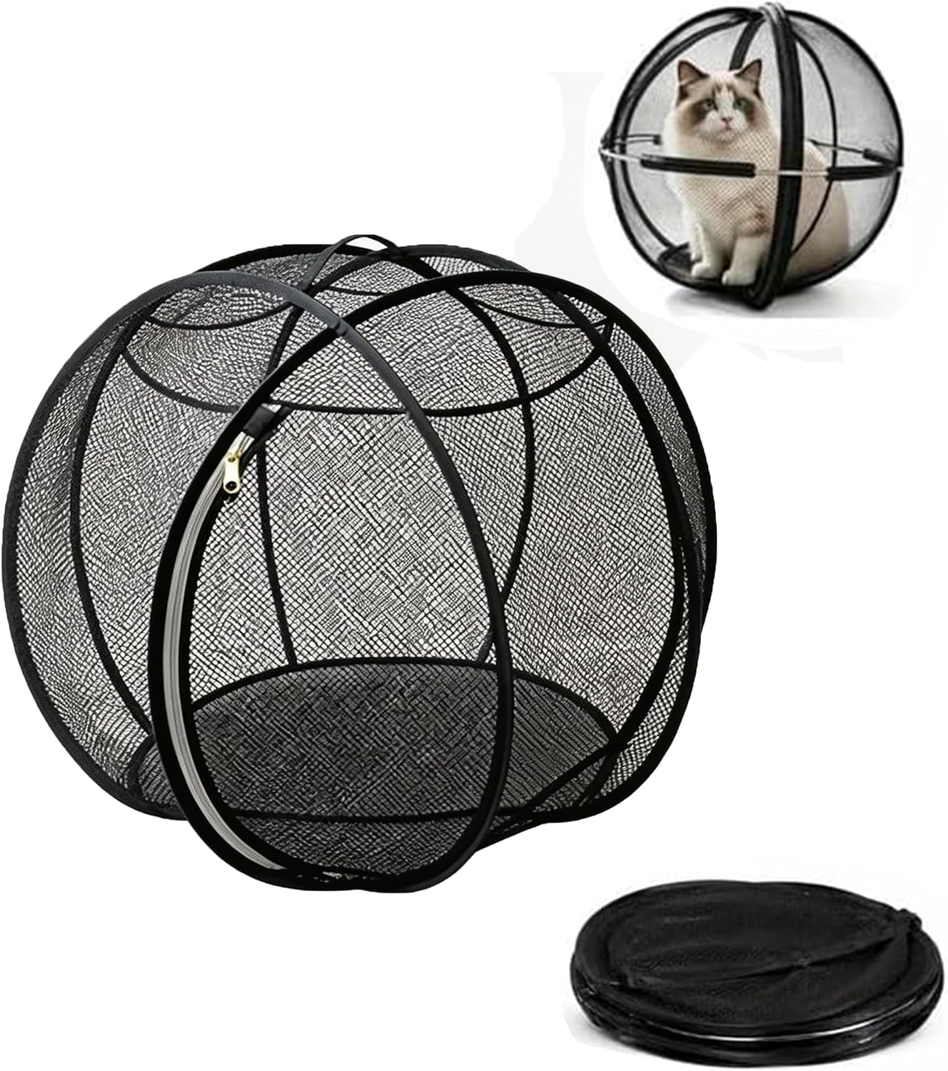 Parc de Extérieur pour Chat Respirante Pliable Panoramique Lavable Balle d'exercice pour Animal,Jouet Sphère Roulante pour Pelouse Jardin Terrasse Parc Camping Chambre D'Hôtel,Fermeture éclair, 45CM