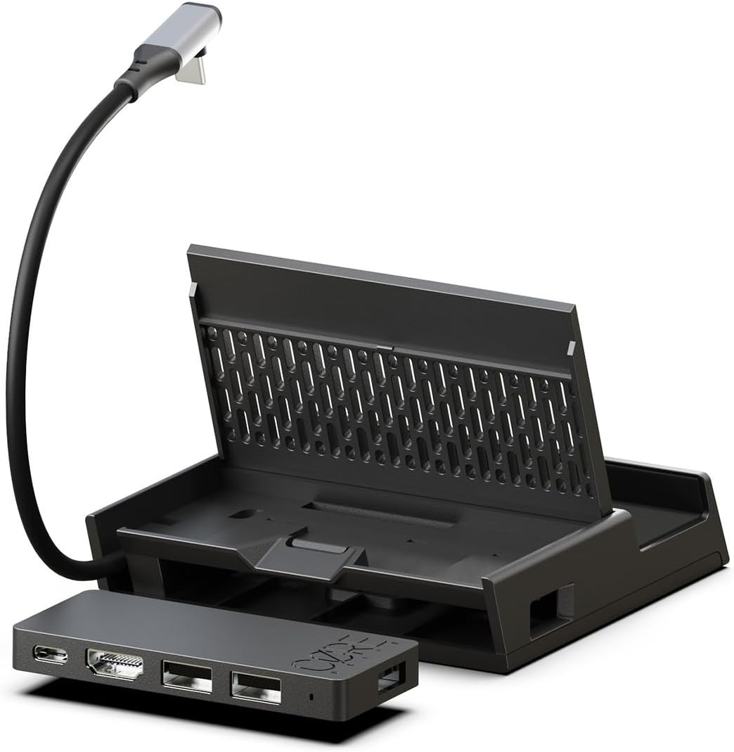 SAVAGE RAVEN by Skull & Co. OneDock Portable Dock with Detachable USB Hub HDMI TV Adapter for SteamDeck/OLED, ROG Ally/X, Xbox Ally/X, Black, with Extension Cable