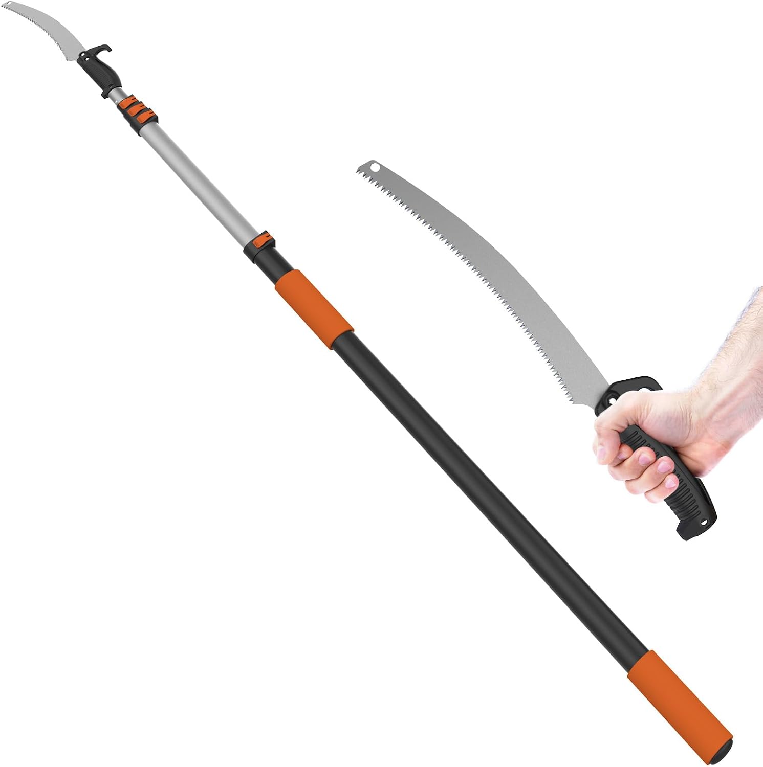 LAANPOLE 6m Scie, Ébrancheur sur Perche Telescopique avec Perche de Extension 1,5-6m, Ébrancheur Manuel pour Jardin, Orange