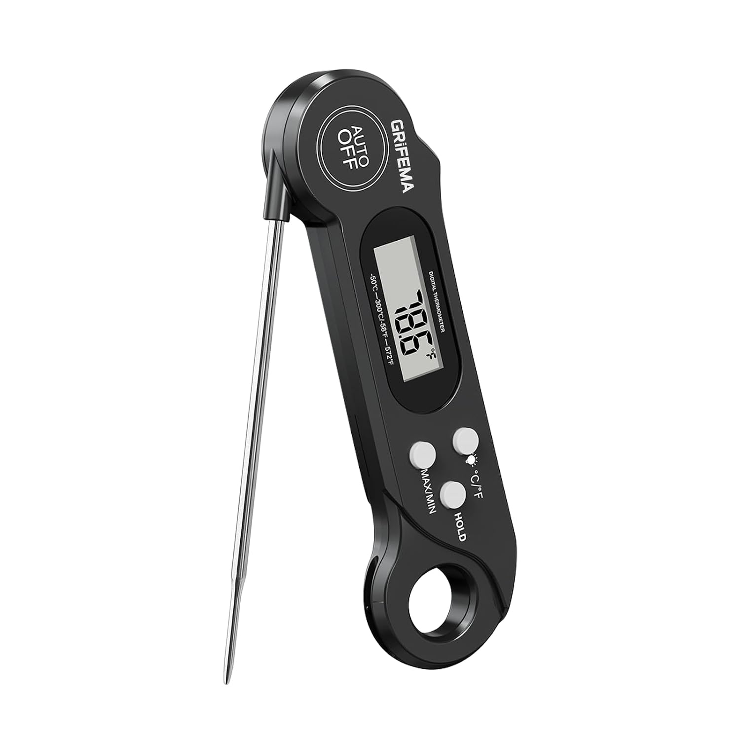 GRIFEMA GA2801 Thermomètre de Cuisine Pliable Noir
