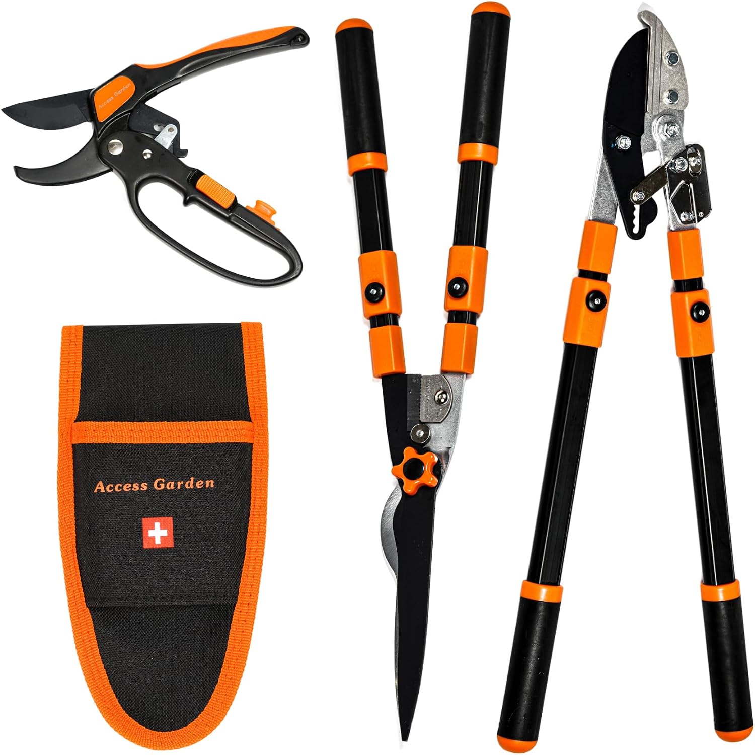 Pack outils : Sécateur à crémaillère + Coupe-branches à crémaillère + Taille-haies