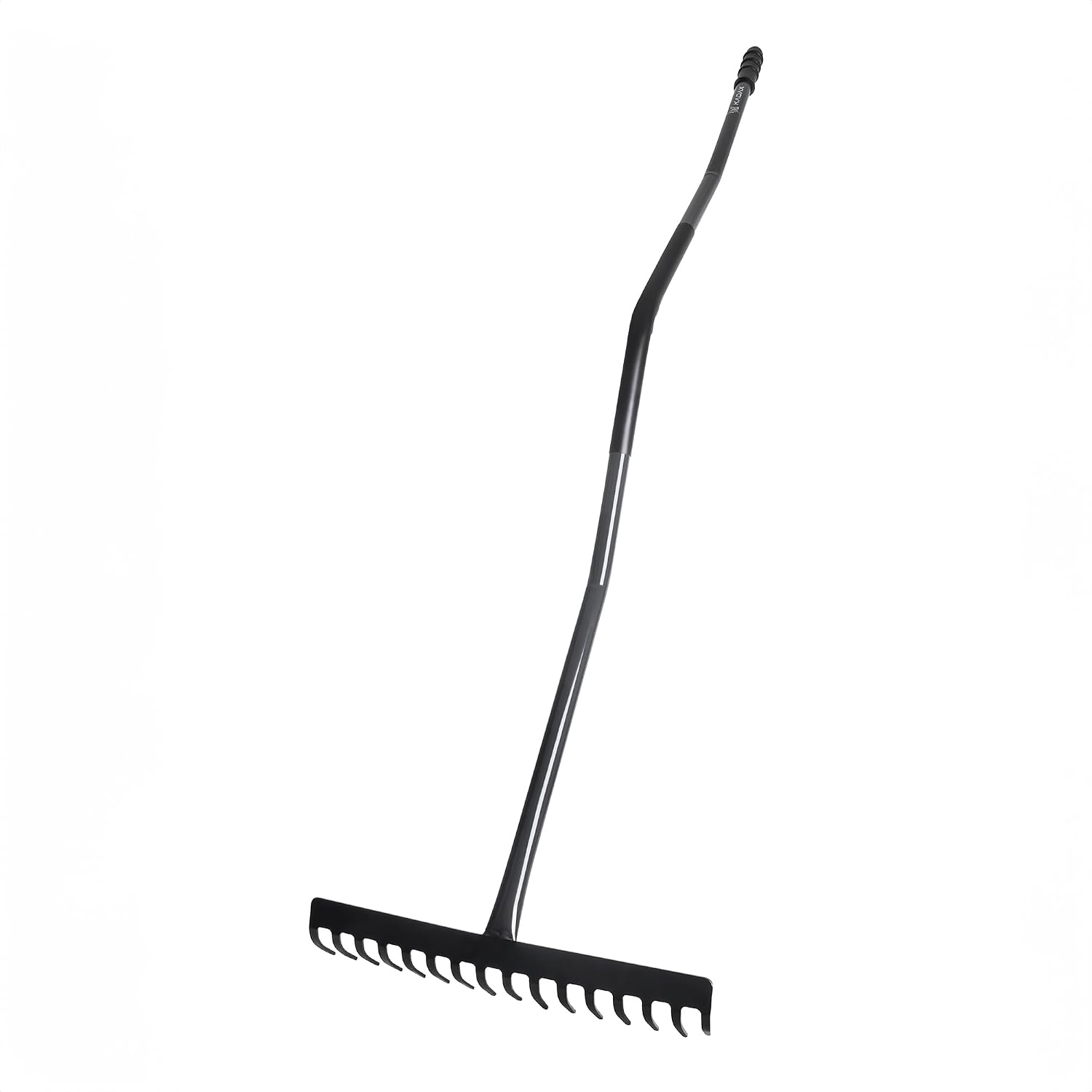 KADAX Râteau de jardin en métal, outil de jardinage avec tête en métal, râteau à gazon pour jardin, râteau plat pour gazon, râteau à feuilles avec manche (noir/gris 14 dents)