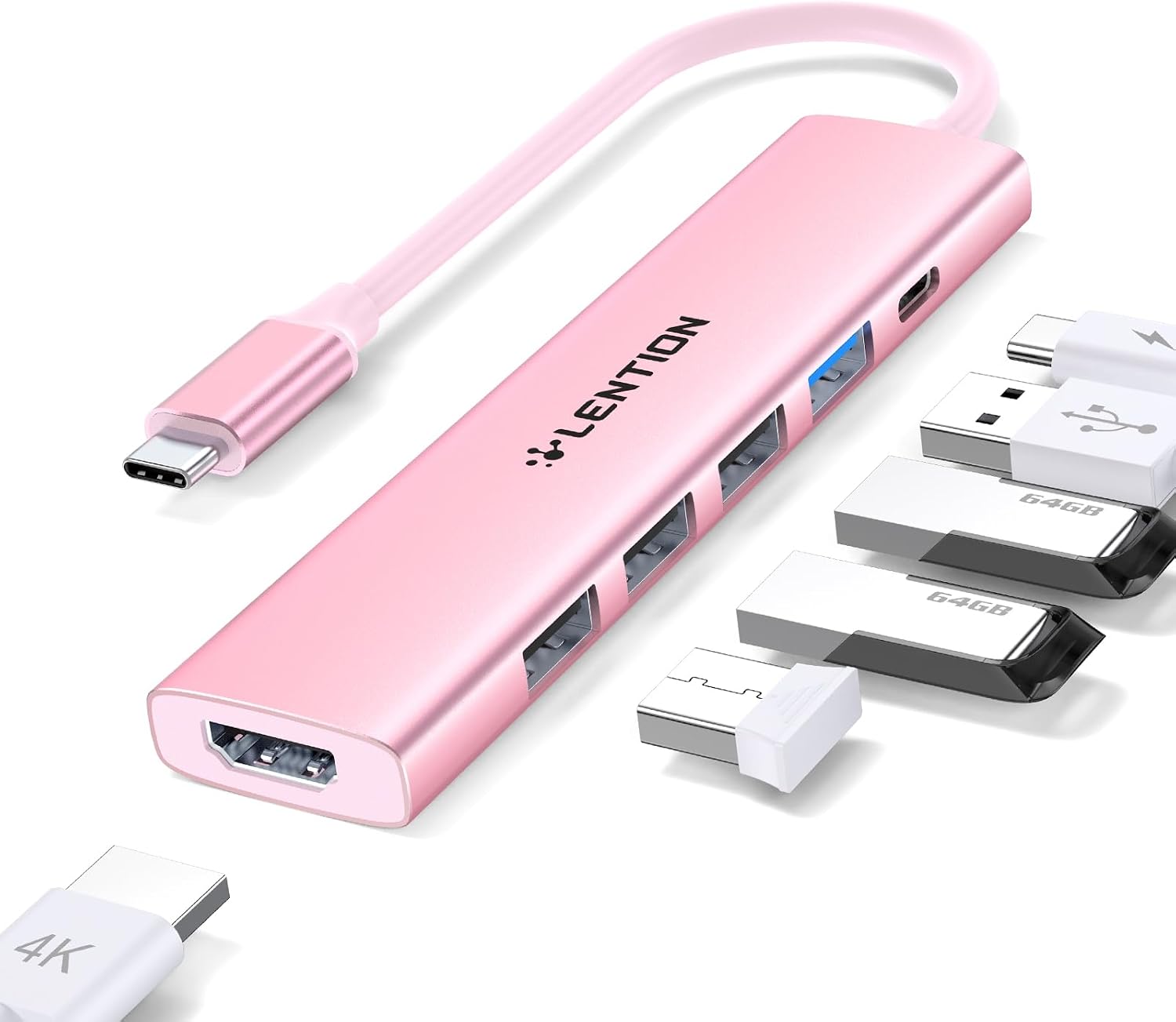 LENTION Hub USB C avec Charge PD 100W, HDMI 4K, 4 Ports de Données USB-A