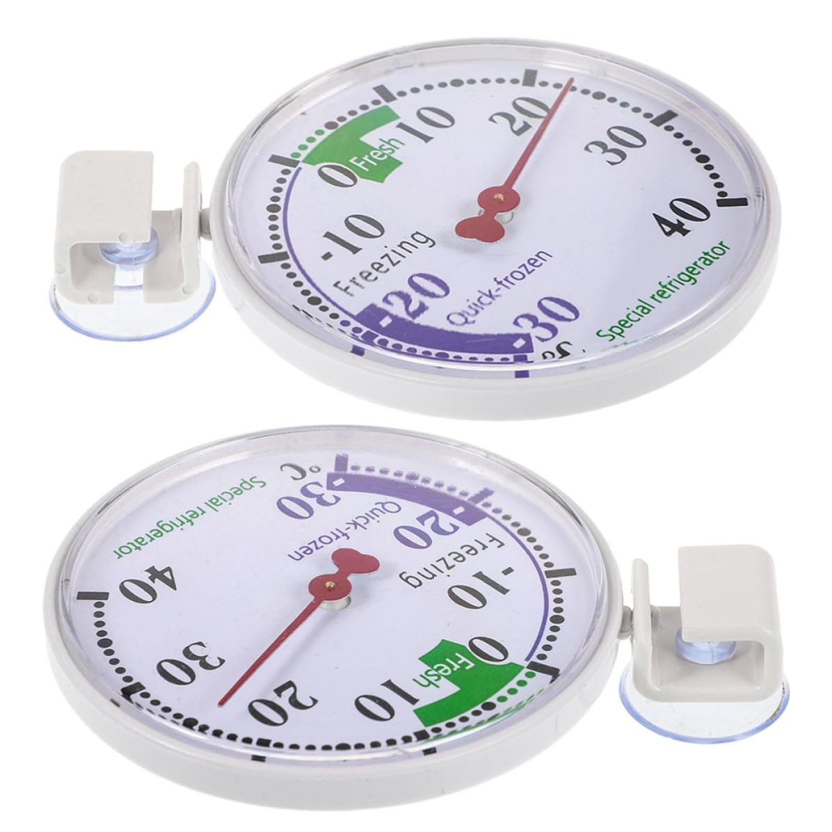DOITOOL 2 Pièces Thermomètre pour Réfrigérateur Blanc en Plastique Réutilisable Double Fonctionnalité et Durabilité, pour Cuisines Domestiques et Supermarchés