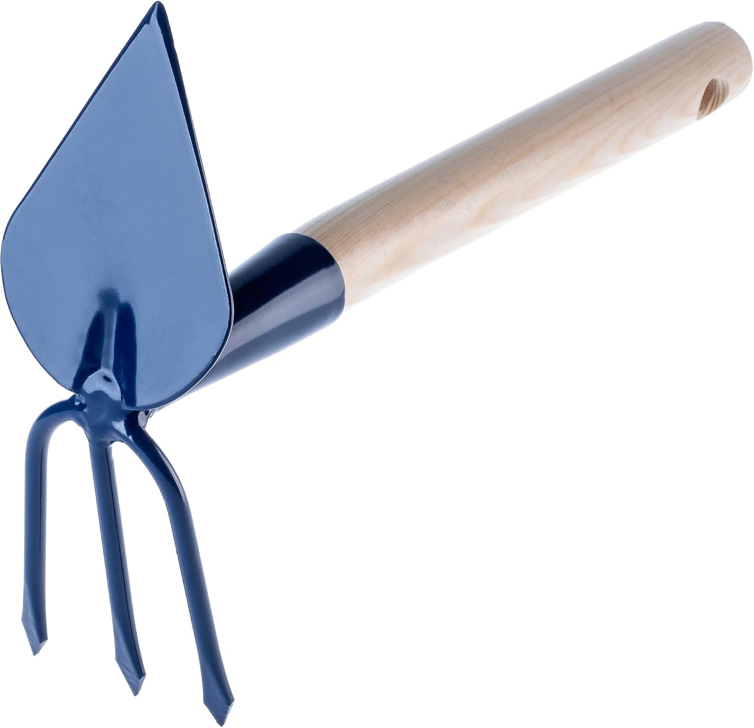 KADAX Binette en métal avec manche en bois, double binette pour le jardin, pour ameublir, aérer et désherber le sol, sarcler (court, forme de cœur – 3 dents, avec manche en bois)