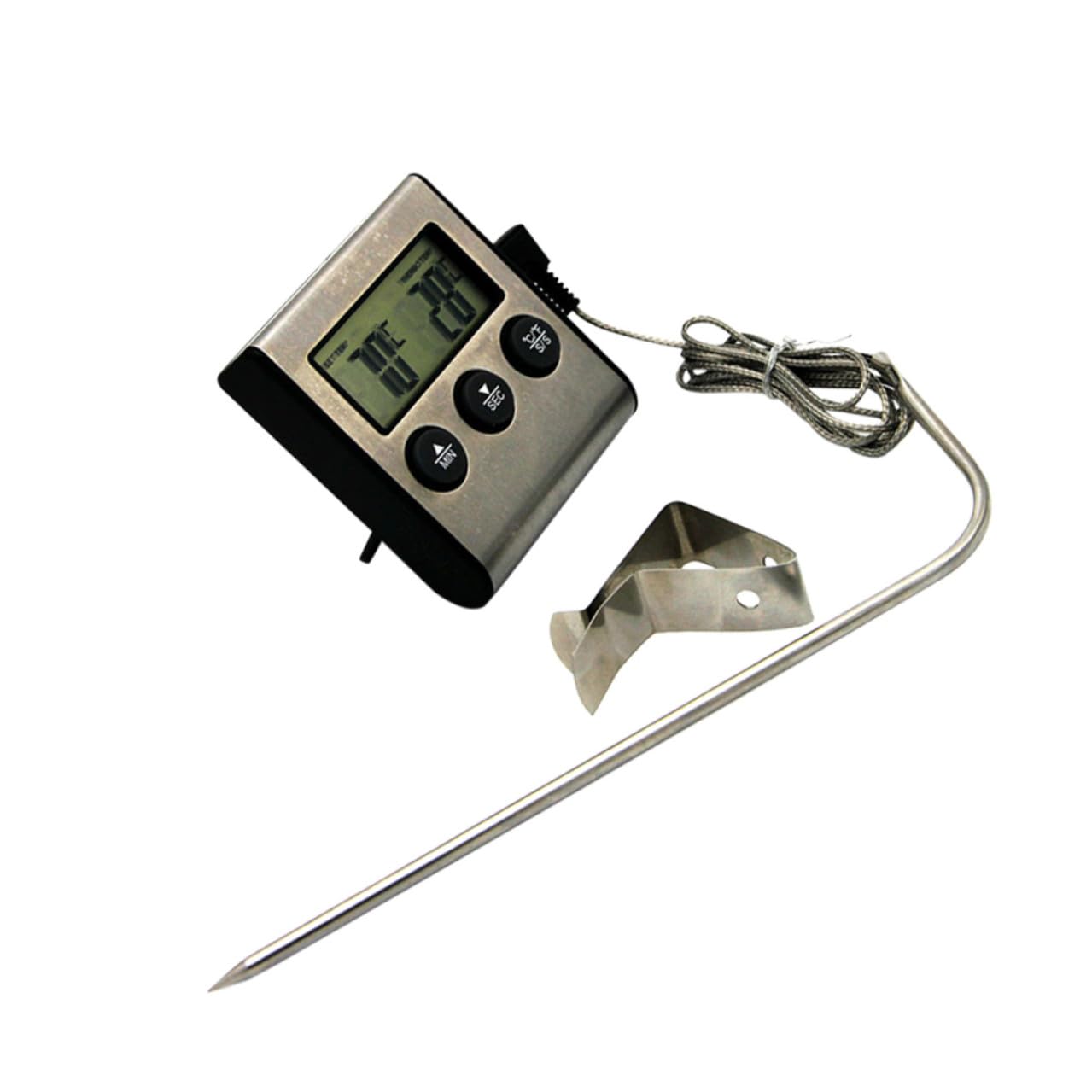 Alipis Thermomètre à Viande Barbecue en Acier Inoxydable avec Clip Précis pour Cuisson au Four et Gril, Outil la Cuisine Fiable pour Cuisson, Accessoire Pâtisserie Polyvalent