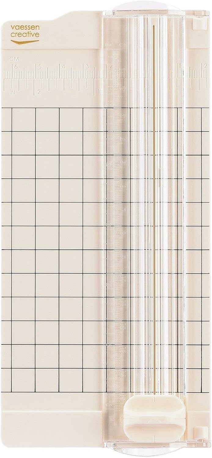 Vaessen Creative Massicot Mini - 6,5 x 15,3 cm - Gradué - Beige - Coupe Papier pour Scrapbooking et Loisirs Créatifs