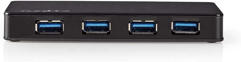 NEDIS - Hub USB - 4 Ports - Alimenté par USB 3.0 - Alimentation séparée - 5 Gbit/s - Alimentation Externe - 2 disques durs 5" - Type C - Noir UHUBU3420BK