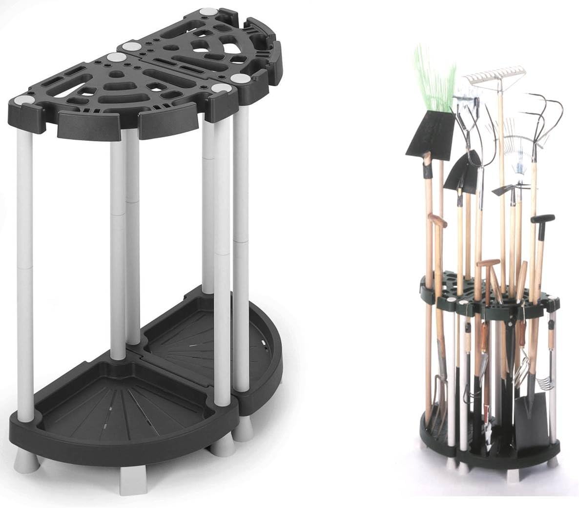 Variable Outils de jardin Support en plastique solide dans noir/gris. Partie Bar comme d'angle ou murale Solution. Pour de Nombreux Appareils, comme Balai, Pelle, Râteau, etc. Dimensions : 73 x 37,5 x 77,5 cm