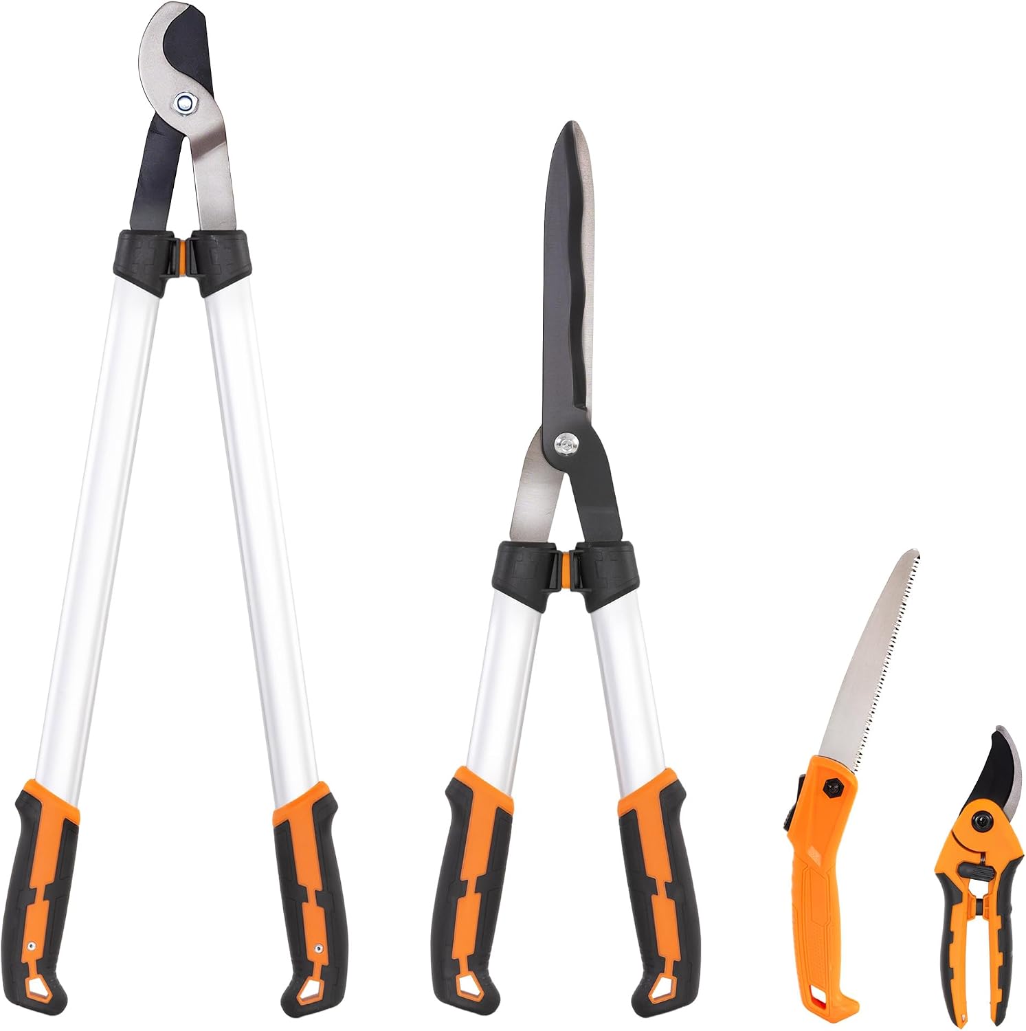 Outsunny Ensemble de 4 Cisailles de Jardin avec Taille-Haies Robustes