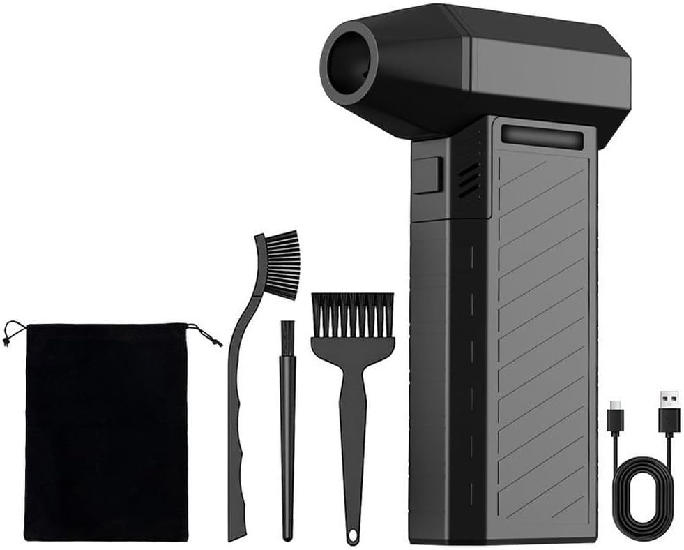 Souffleur électrique haute vitesse avec moteur sans balais de 150 000 tr/min, rechargeable à air comprimé pour le nettoyage de clavier de PC, de voiture, comprend 8 buses et brosses, (CL02mini)