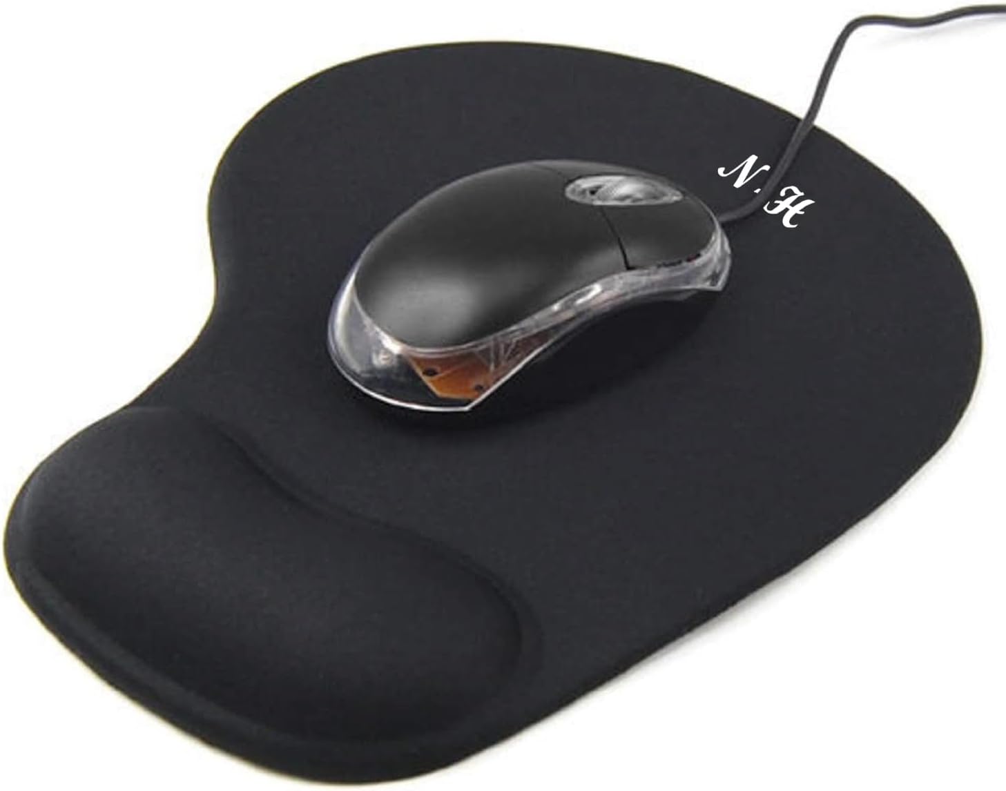 New Horrizon Tapis de Souris, Tapis de Souris Ergonomique avec Repose Poignet Tapis Souris en Mousse à Mémoire de Forme Noir Etanche, Confortable pour Toutes Les Souris, offfice, Maison, Ordinateur
