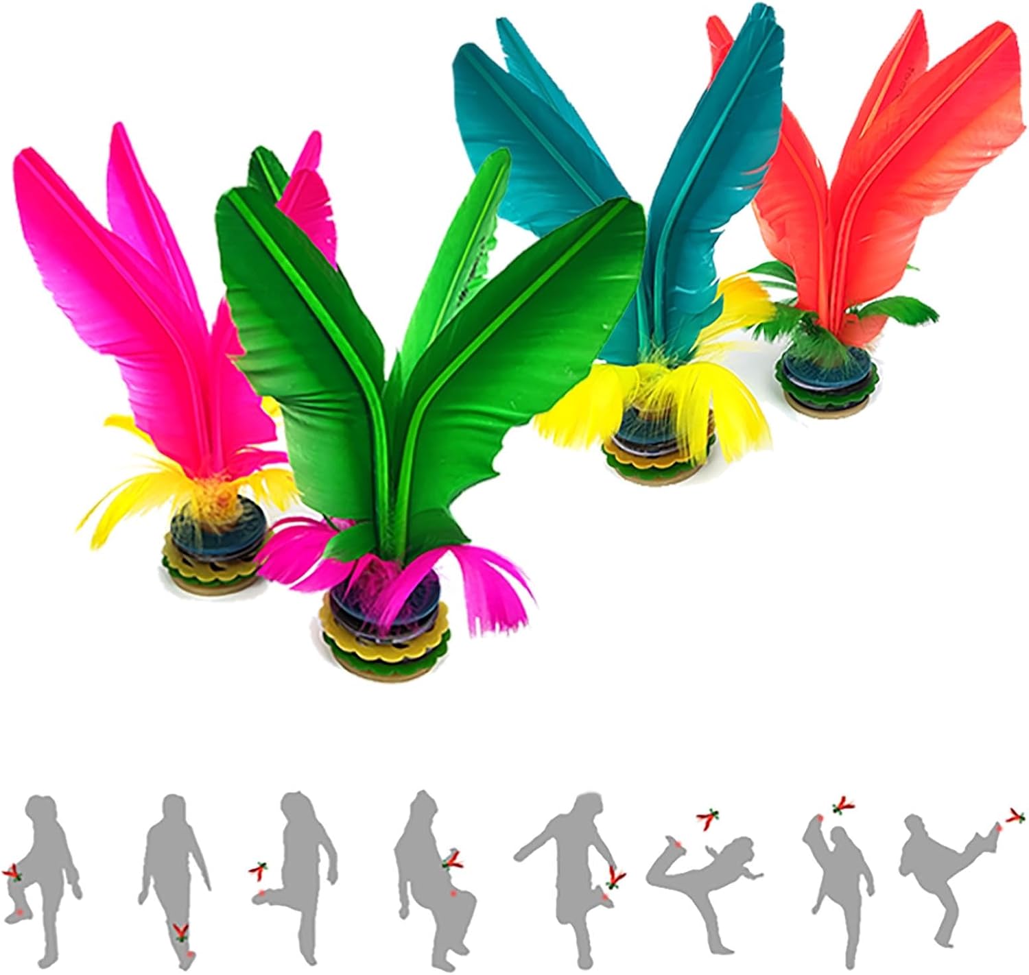 Volant de kick, volant de pied, Jianzi chinois, ballon de football en plumes assemblées, volant coloré pour exercice de pied, ballon de sport en plein air ou intérieur