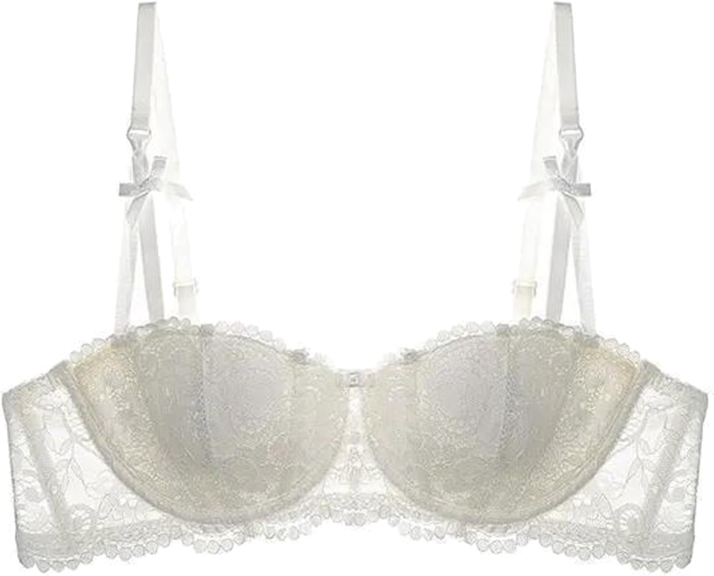 Luadnysin Soutien Gorge Dos Transparent Soutien-Gorge sans Armature Grande Taille avec Brassière Allaitement Mariage Bretelle Transparente Coton Dentelle Bout De Sein Nu