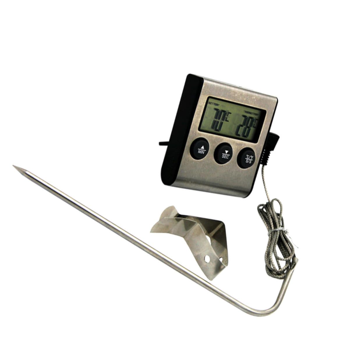DOITOOL Thermomètre Lecture Instantanée Argenté en Acier Inoxydable Cuisine avec Clip Température Interne des Viandes pour Cuisson et Pâtisserie