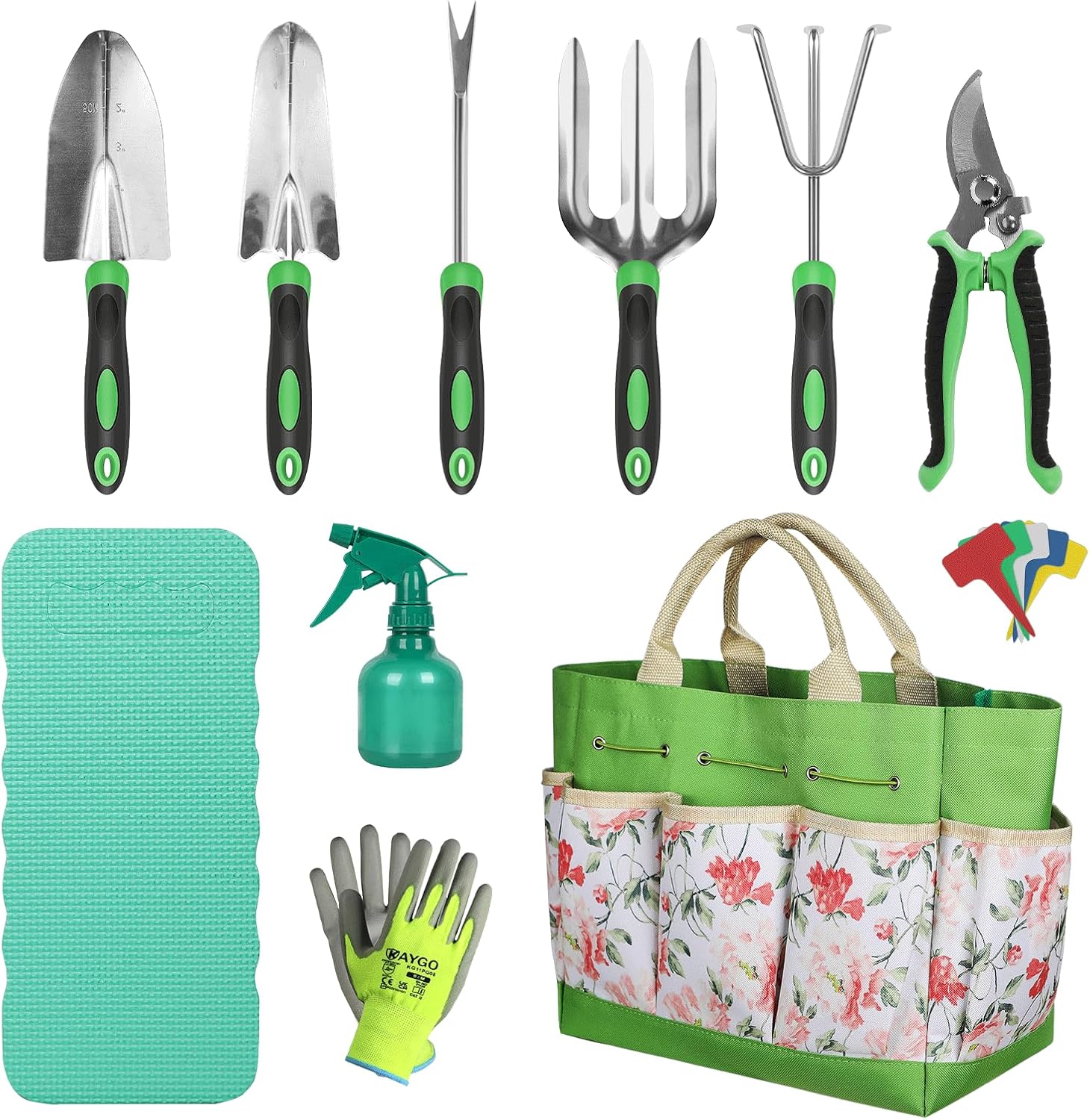 Orientools Cadeaux de jardinage pour femmes et hommes, kit d'outils de jardin avec sac, 10 outils à main de jardinage, cadeaux d'allotissement pour jardiniers