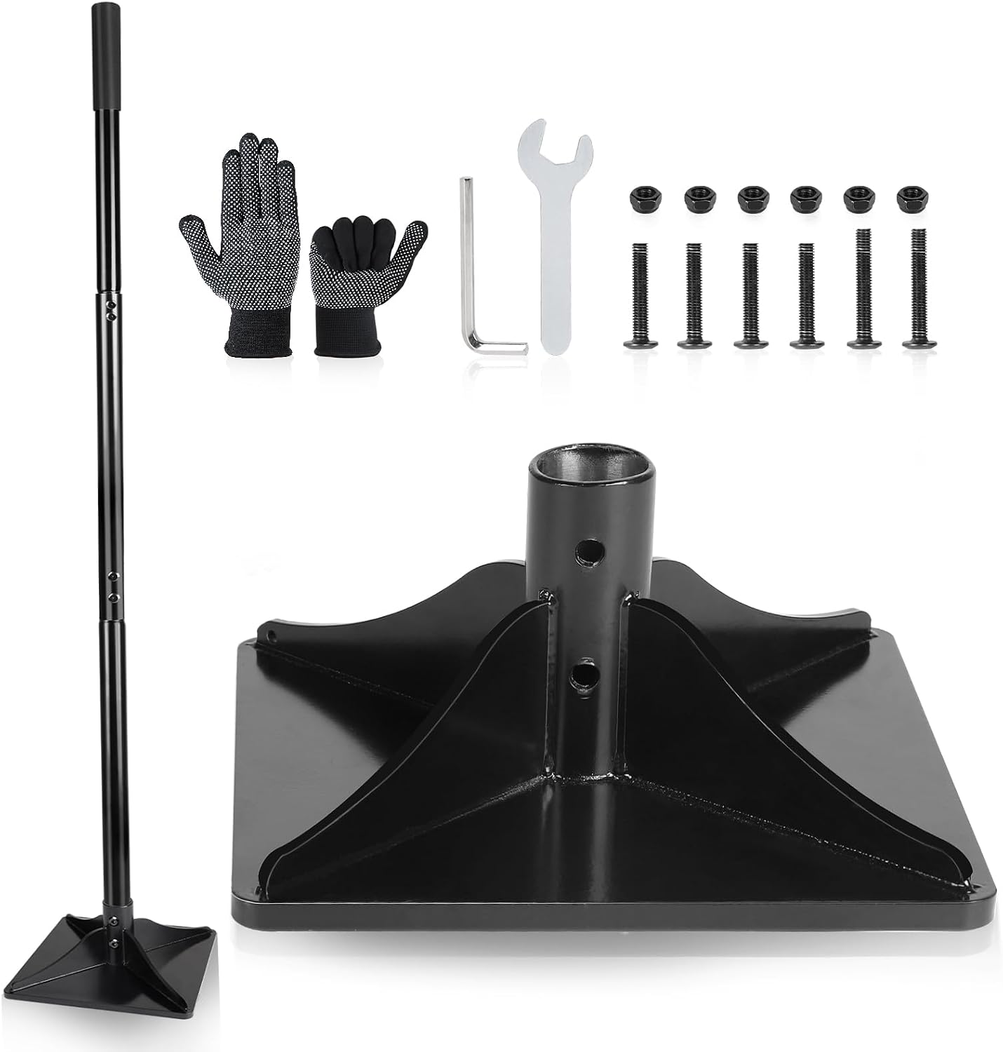 LALAGO Tamper de Jardin en Acier avec Poignée de 122 cm, Presse-Terre Béton Manuel 20,3 x 20,3 cm, Pilon Compacteur de Sol, Outil de Tamper au sol pour le Sol, l'Allée, le Gravier et le Sable