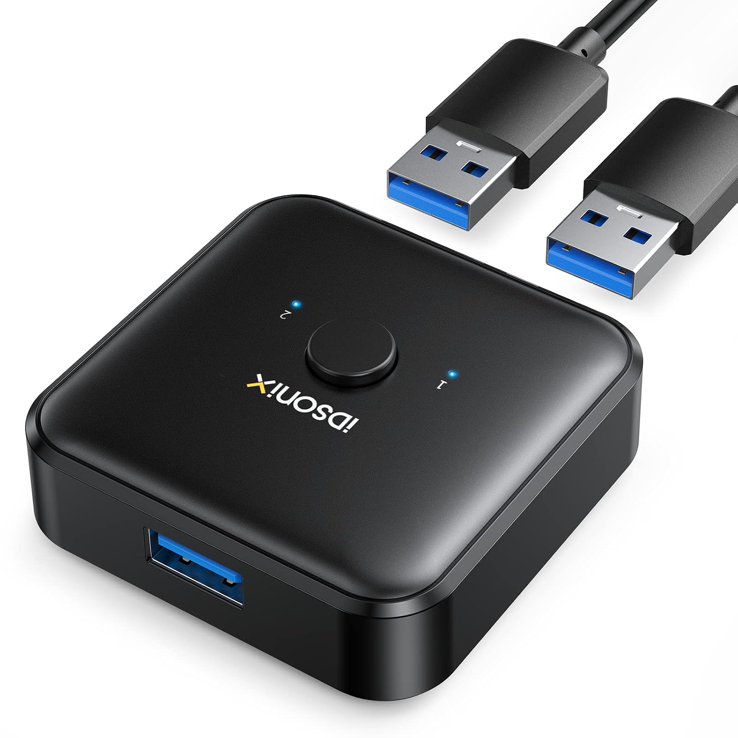 iDsonix USB 3.0 Sélecteur de Commutateur, USB Switch 2 en 1 sortie (1 en 2 sortie) Bidirectionnel Sharing Switch pour PC, Imprimante, Scanner, Clavier