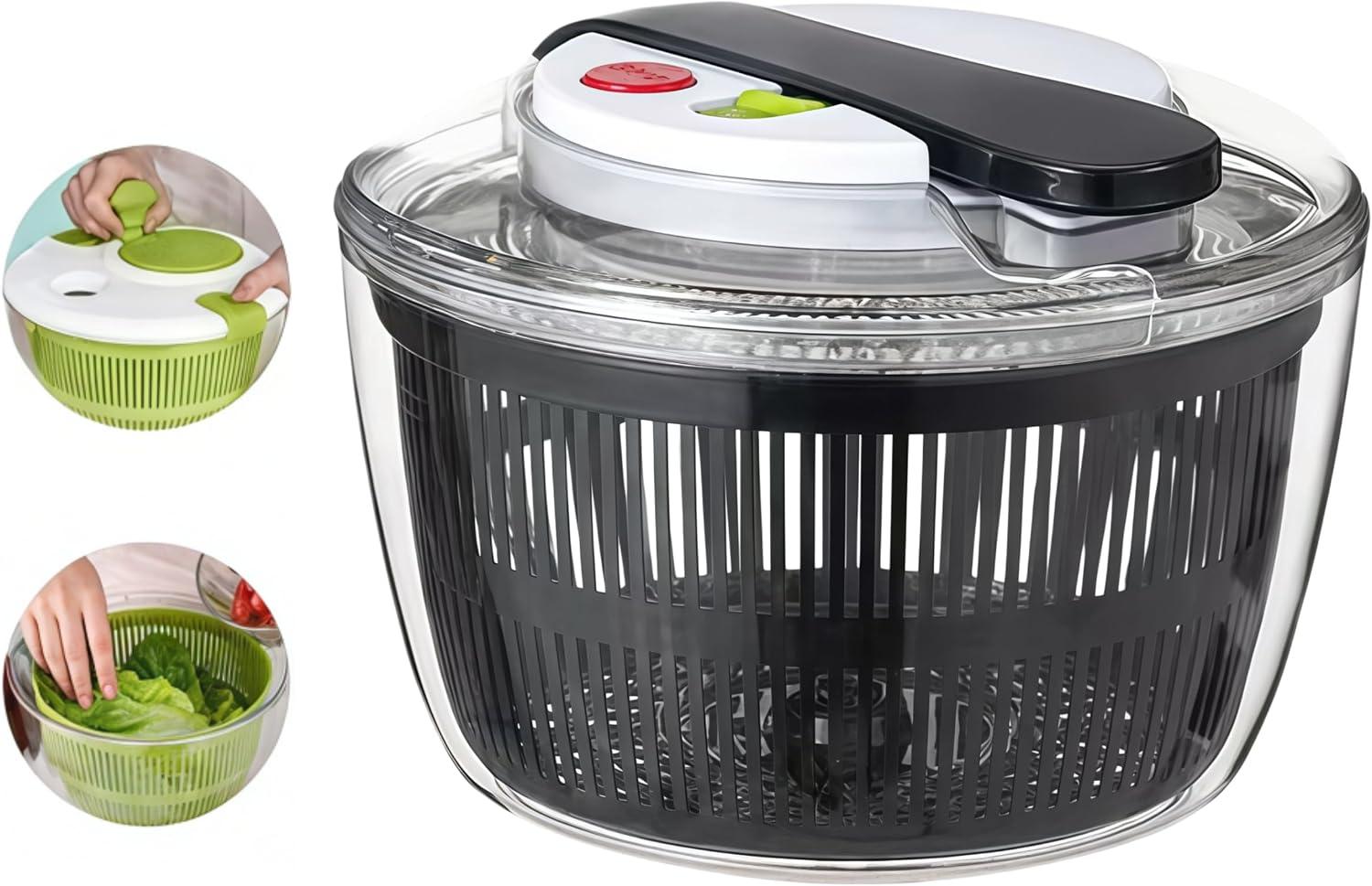 Y'Tbvrt Essoreuse à Salade, essoreuse à légumes Manuelle avec poignée à Levier, Grande essoreuse à Salade pour sécher et Laver la Salade, Les Fruits et Les légumes