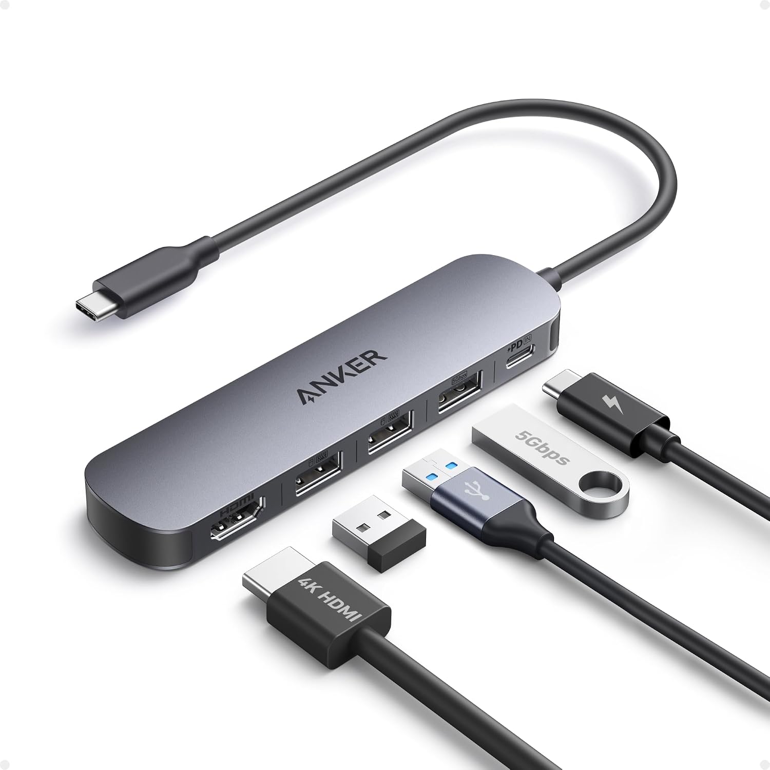 Anker Hub USB C, Concentrateur 7 en 1, Répartiteur HDMI 4K 60 Hz