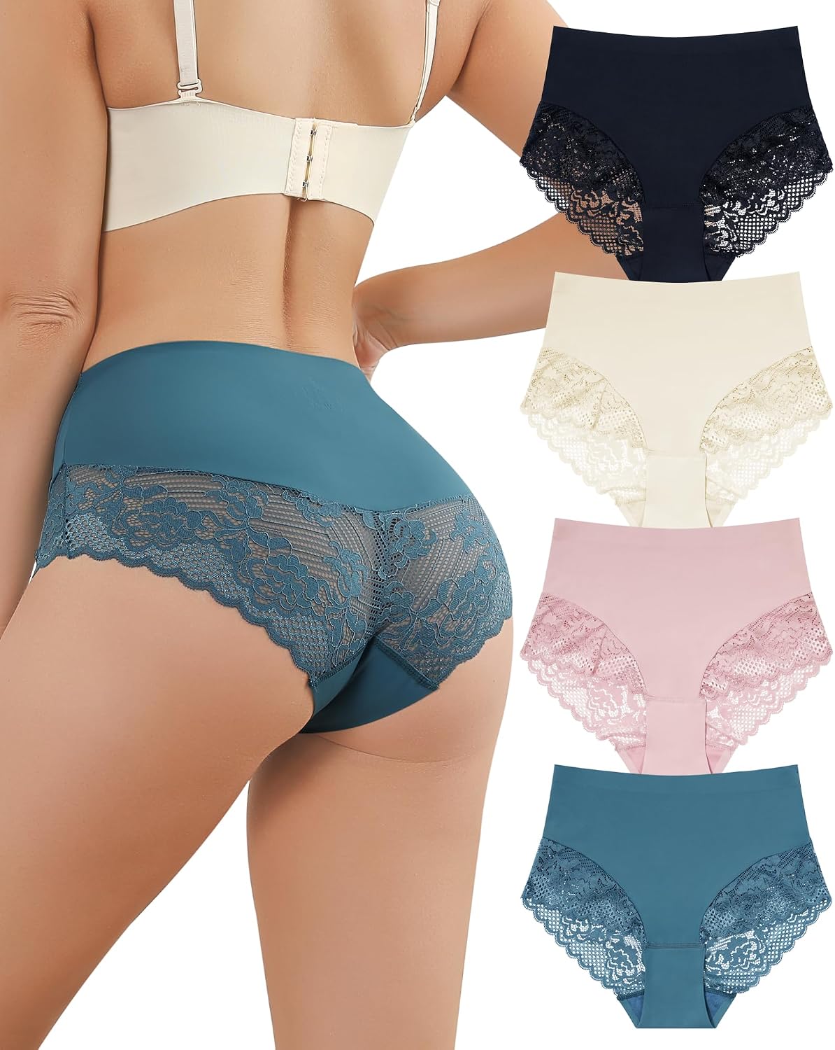 Aijolen Culotte sans Couture Femme Invisible Taille Haute Slip Dentelle