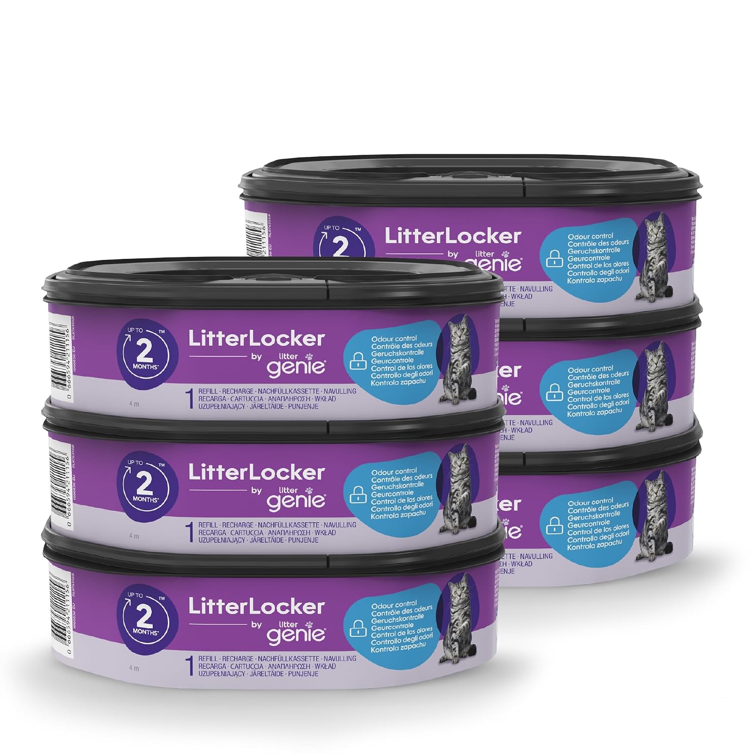 Litter Genie LitterLocker - Lot 6 Recharges 12 mois Octogonales pour Chats