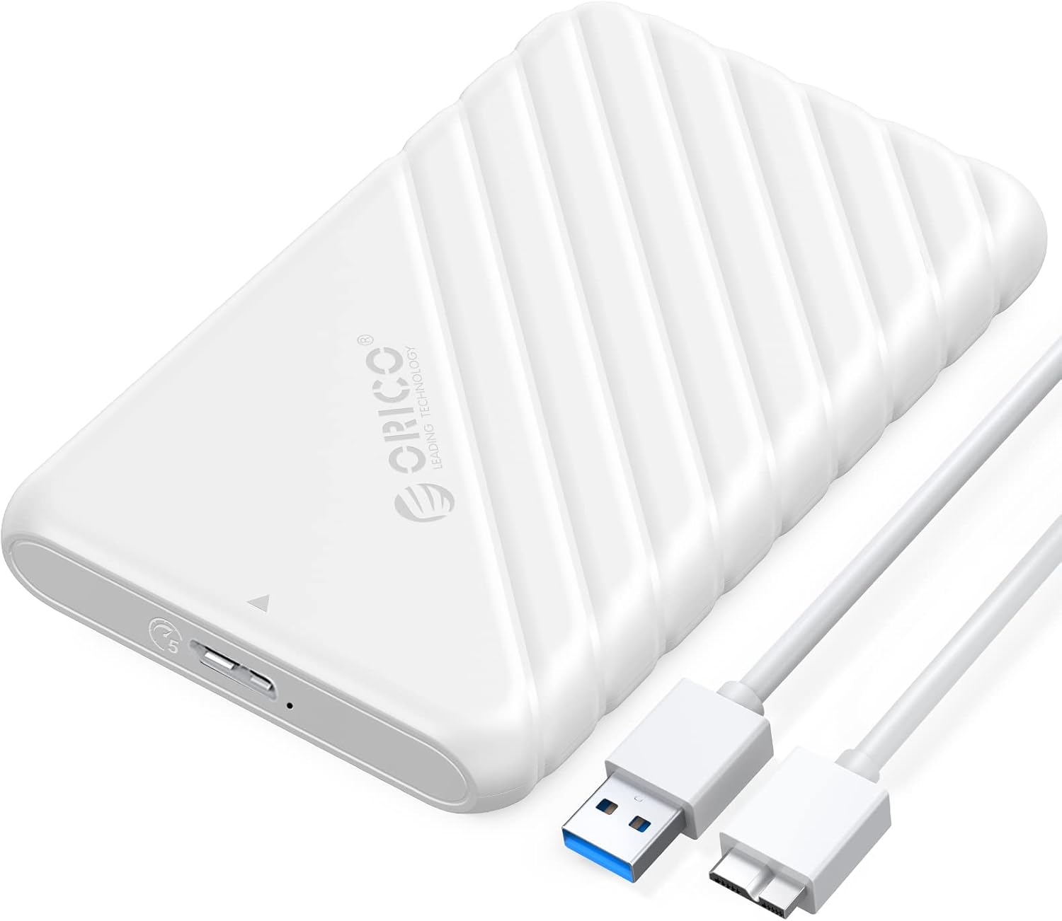 ORICO Boitier Disque Dur 2.5'', USB 3.0 Boitier Externe Disque 5Gbps pour SATA HDD et SSD de 2,5'' et 7/9.5 mm, accélération UASP, Trim, sans Outils(Blanc-ABS-25PW1)