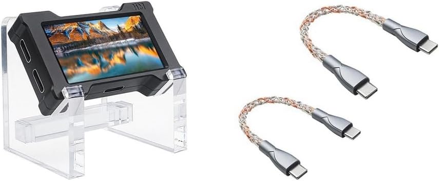 HMLAB ZNEO Hub USB Gaming 2-À-3 Ports 8KHz avec Écran Tendance pour Configuration de Bureau Ambiance Gaming avec 2X C à C Câble RGB A