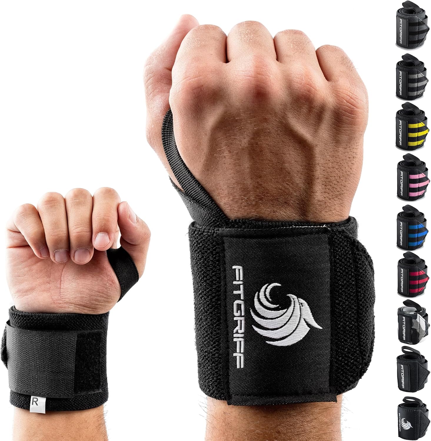 Fitgriff® Bande Poignet Musculation Homme et Femme (1 Paire) - Protege Poignet de Force pour Halterophilie, Fitness