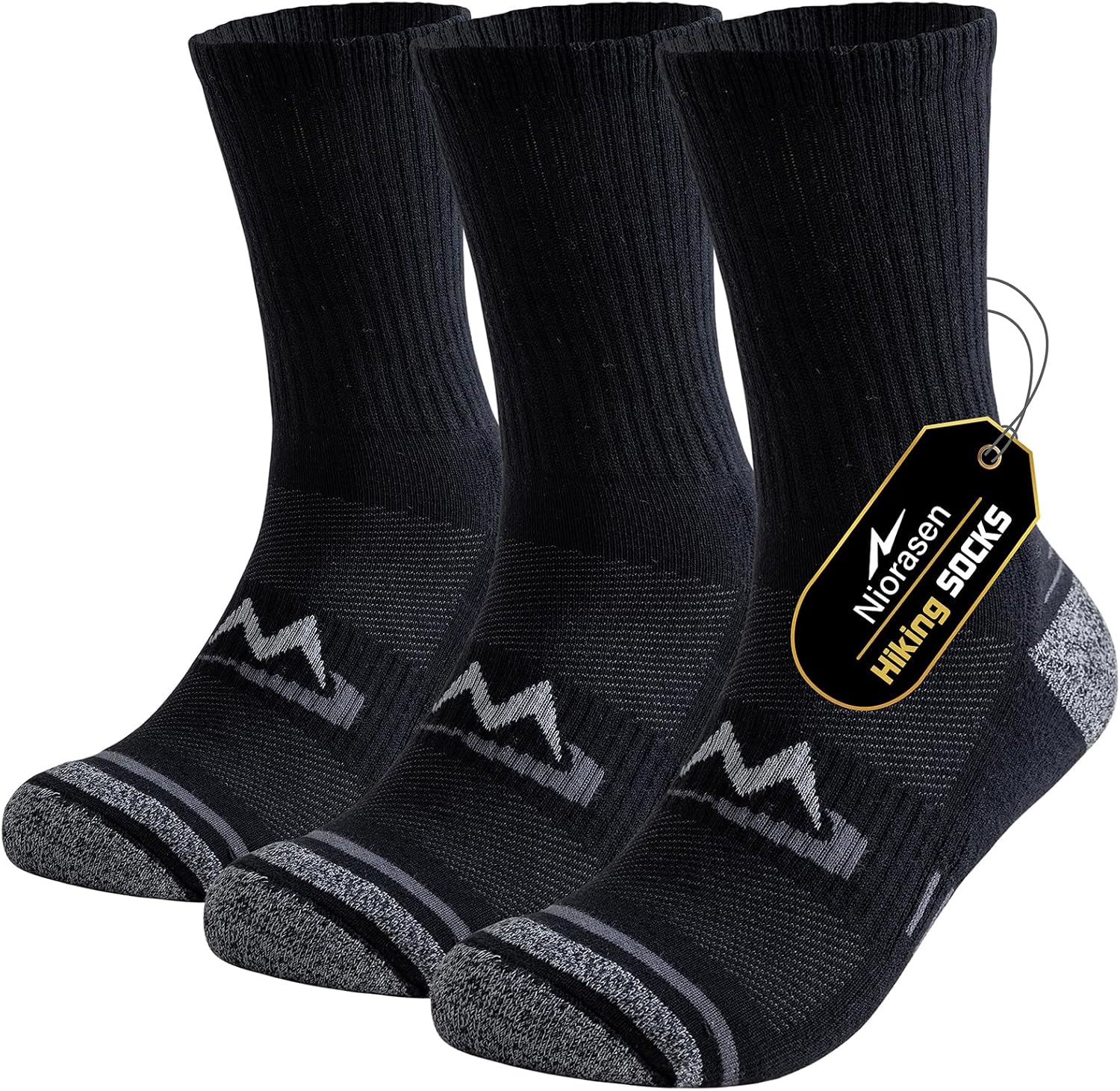 Niorasen Chaussettes Randonnée Homme, Épaisses Rembourrées et Respirantes