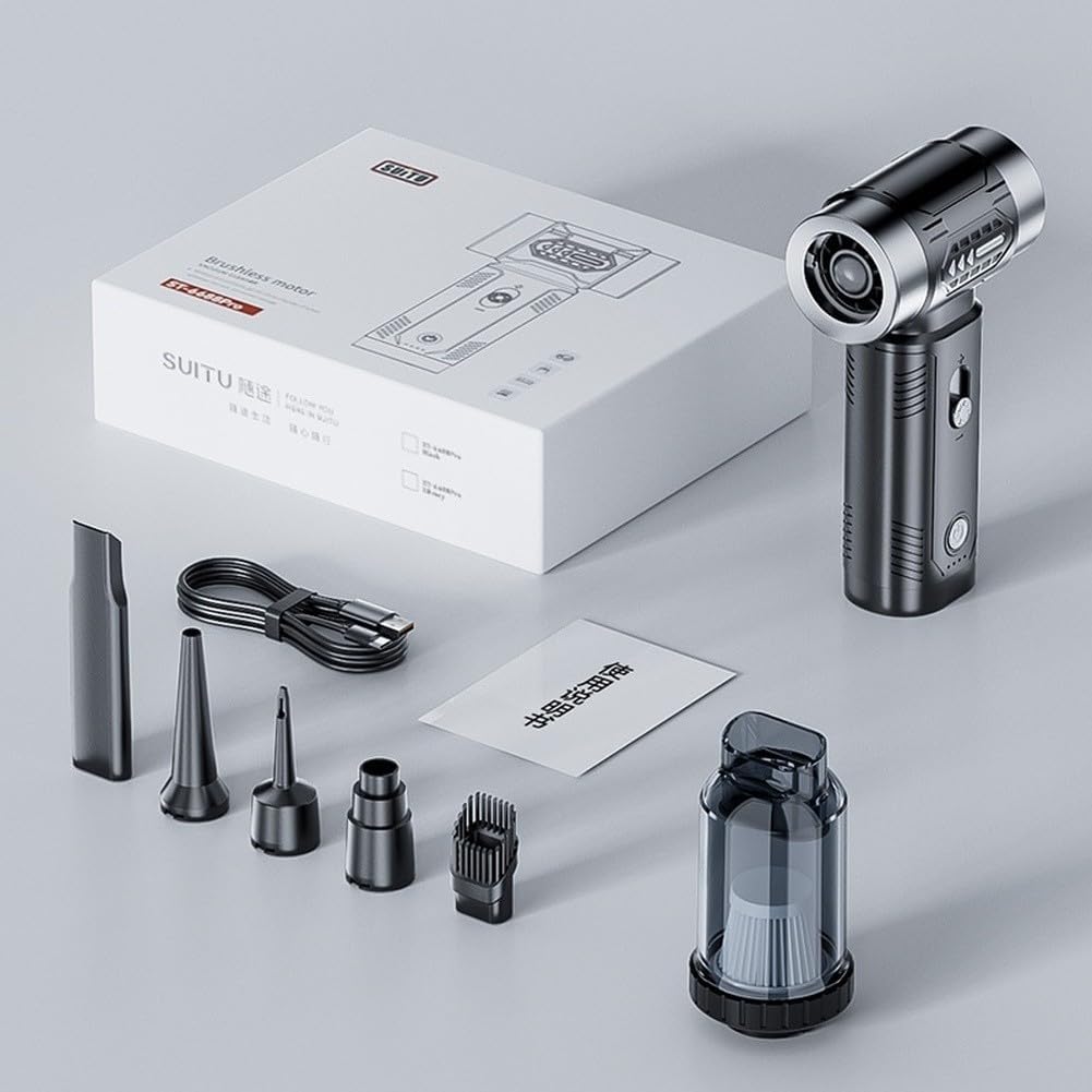 Lot de 8 dépoussiéreurs d'air sans balais haute vitesse, 100 000 tr/min avec flux d'air réglable, nettoyeur de poussière portable de 500 l/min et gonfleur pour camping, bureau et utilisation