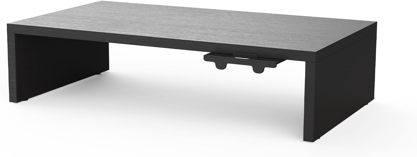 GRIFEMA Rehausseur Écran PC Bureau en Bois, Support Moniteur Ergonomique avec Gestion des Câbles, Support de Moniteur pour Ordinateur Portable, Imprimante, Noir (GB1052-1)