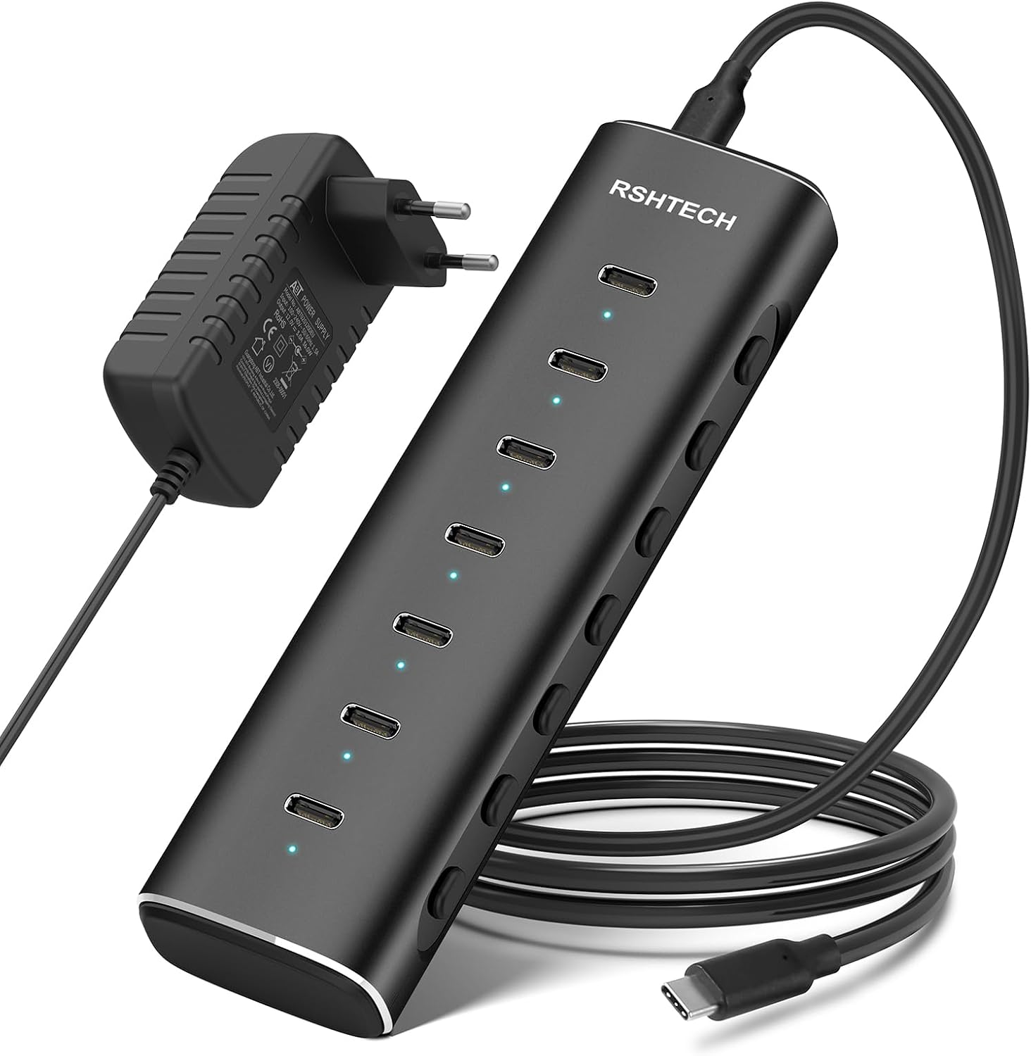 RSHTECH Hub USB C Alimenté 36W, 7 Port Aluminium Hub USB 3.2, RSH-H7C
