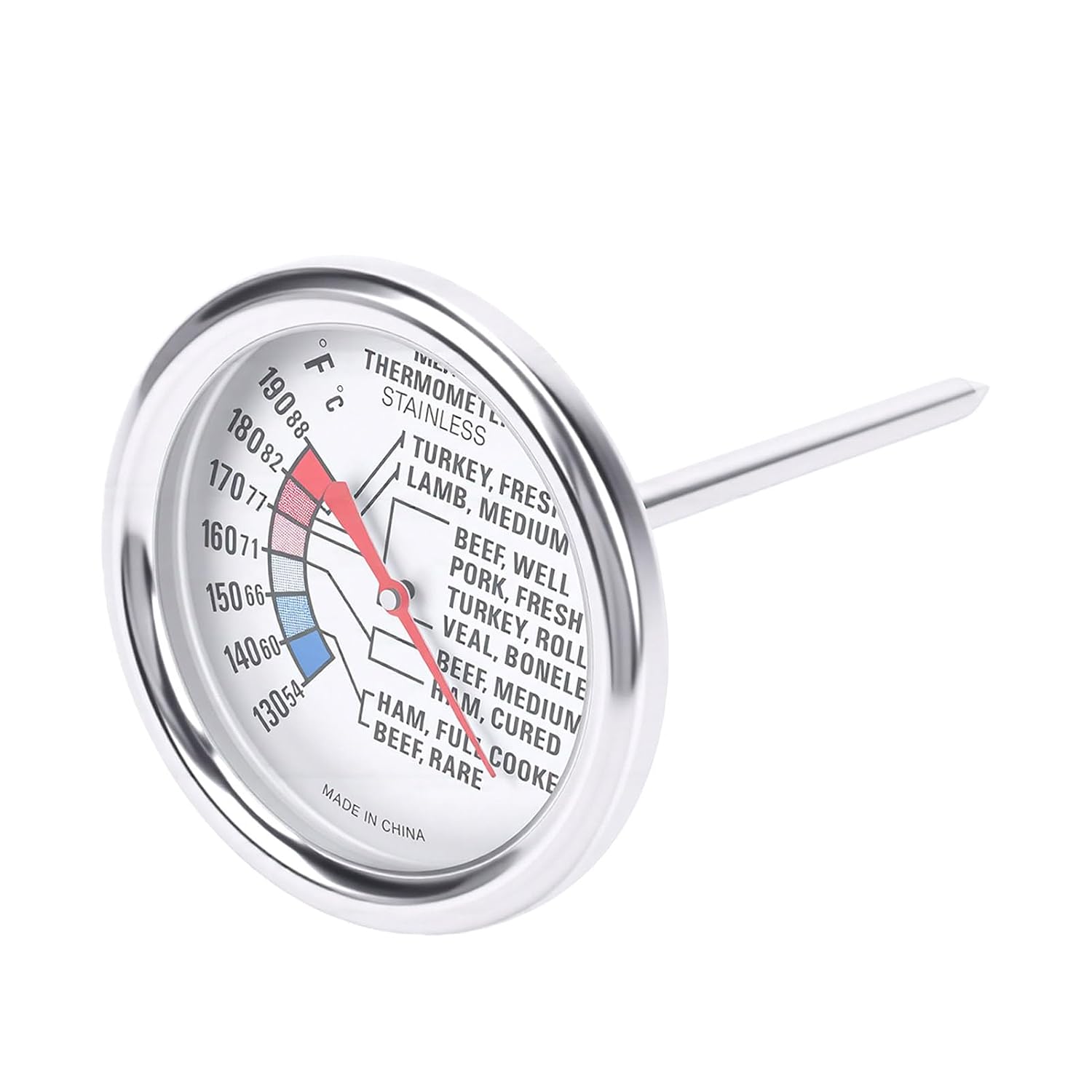 TOPINCN Thermomètre pour Barbecue Jauge de Température de Viande Thermomètre de Cuisine Mécanique en Acier Inoxydable Double Métal avec échelle Transparente pour la Cuisson au Four à