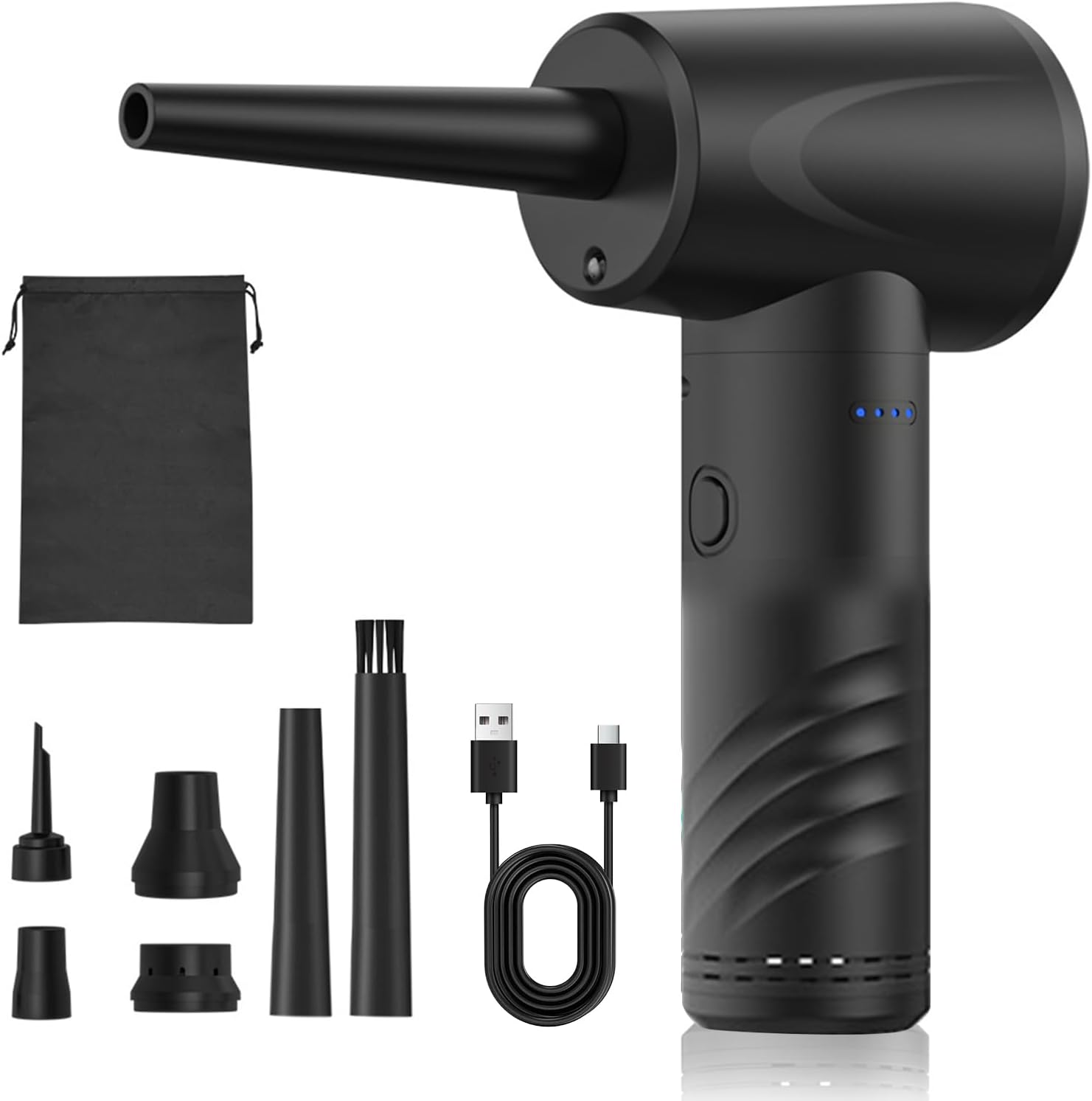 GLOGLOW Plumeau électrique sans Fil, Matériau ABS, Plumeau d'ordinateur Rechargeable à 3 Vitesses avec 6 Buses pour Le Nettoyage du Clavier du Bureau à Domicile (Version Standard AD33)